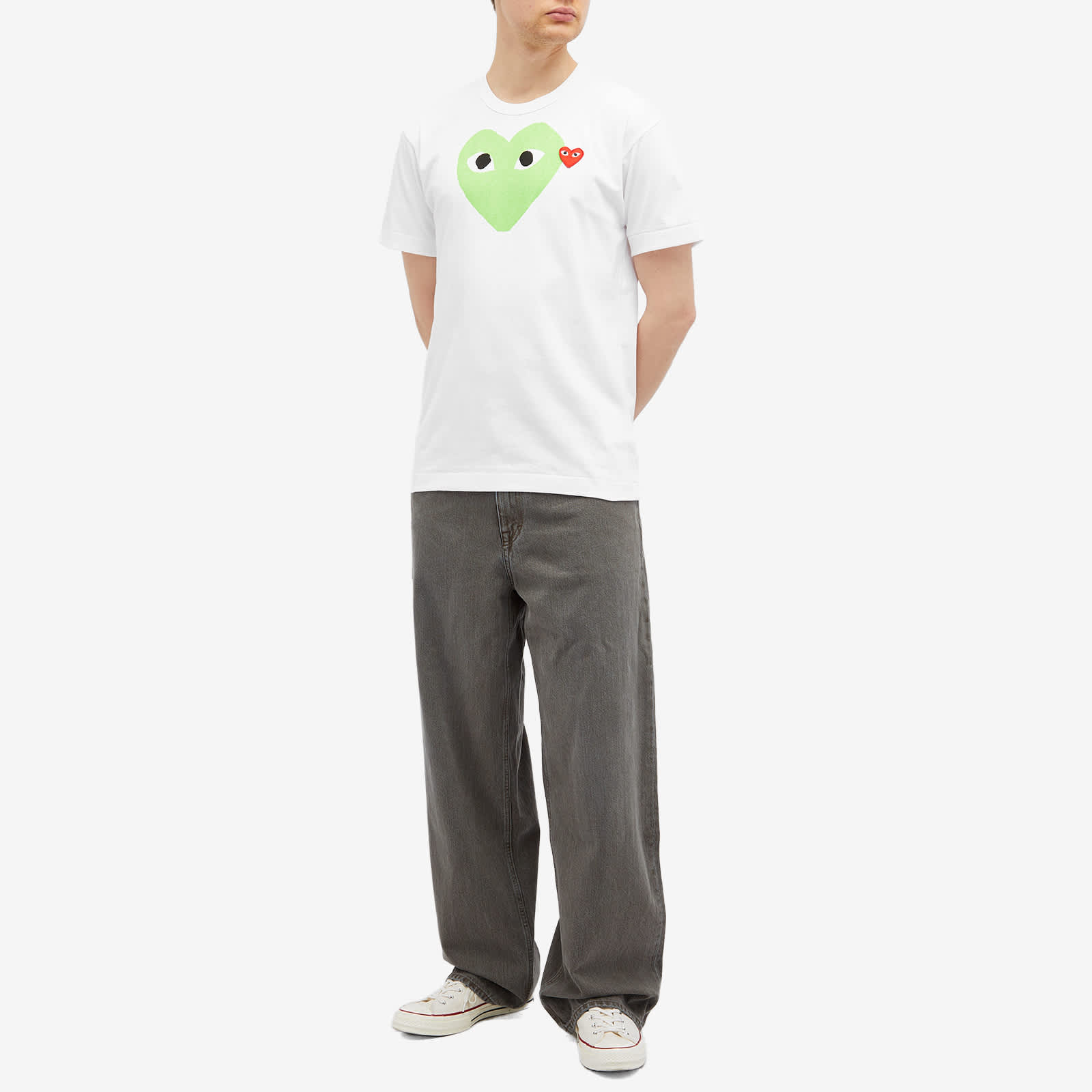Comme des Garçons Play Red Heart Colour Heart T-Shirt - White, Red & Green
