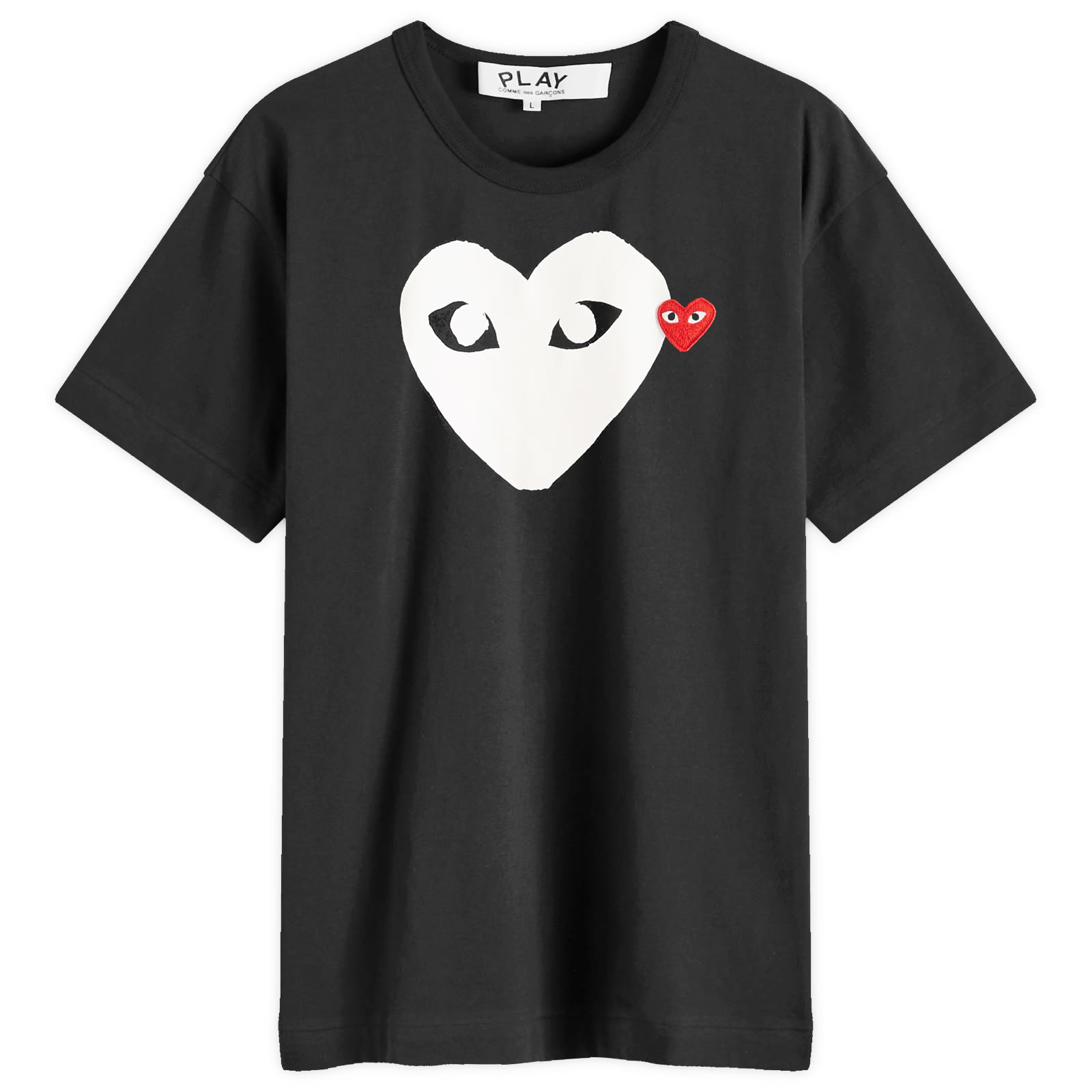 Comme des Garçons Play Double Heart Logo T-Shirt - Black, White & Red