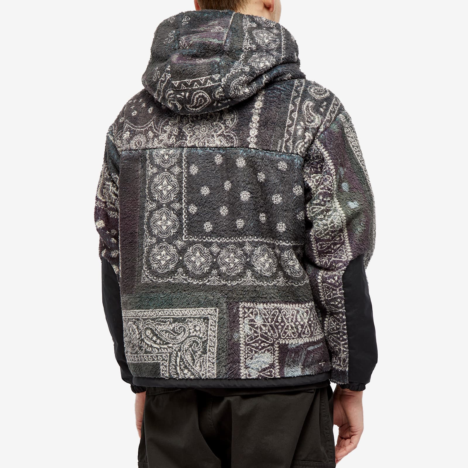 Neighborhood Bandana Pattern Fleece Jacket - Black