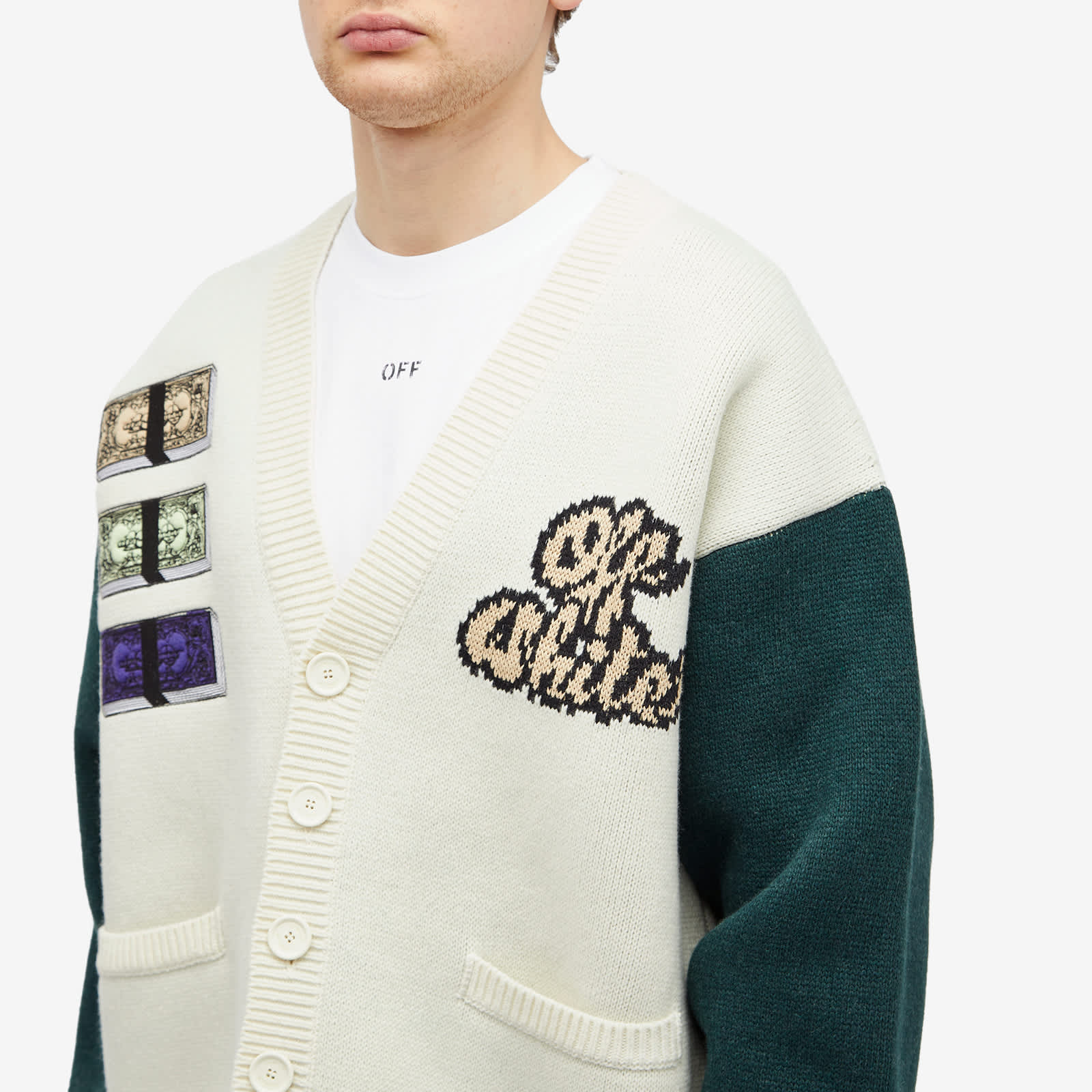 Off-White Crystal Cash Varsity Knitted Cardigan