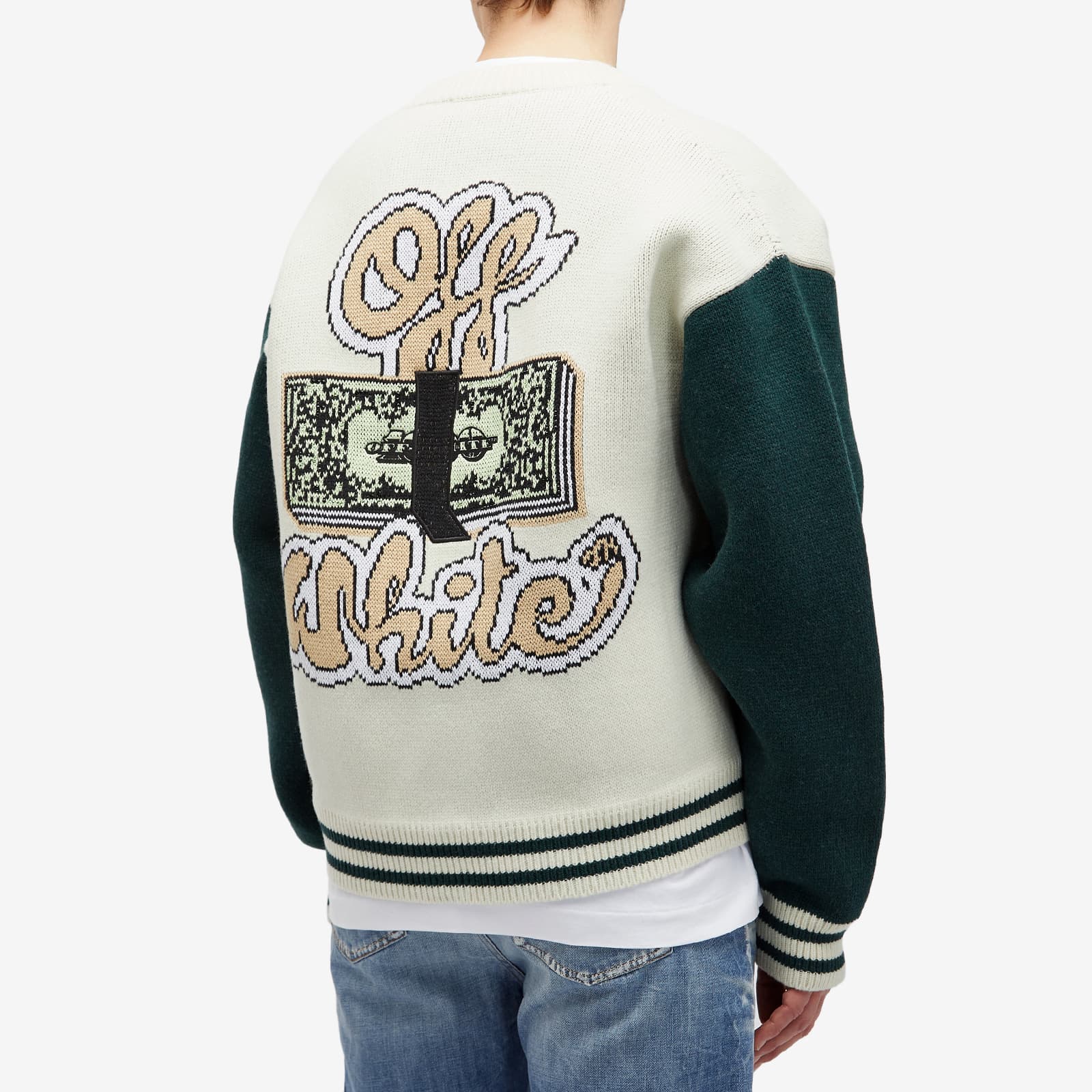 Off-White Crystal Cash Varsity Knitted Cardigan