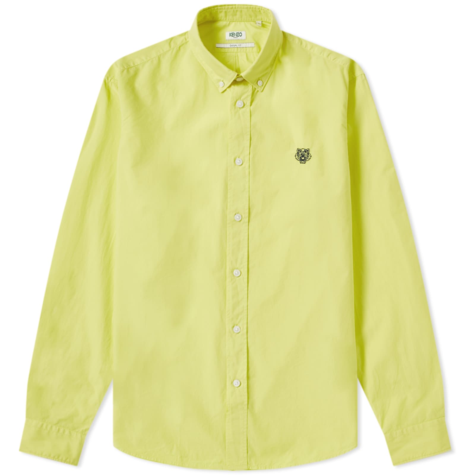 Kenzo Button Down Tiger Poplin Shirt Lemon END. (US)