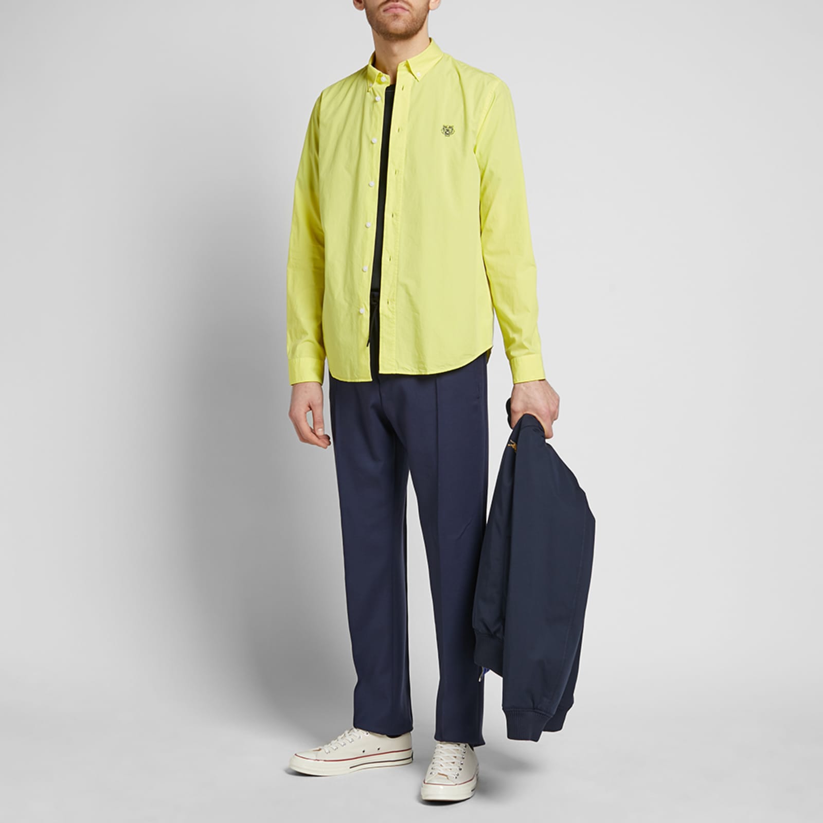 Kenzo Button Down Tiger Poplin Shirt Lemon END. (US)
