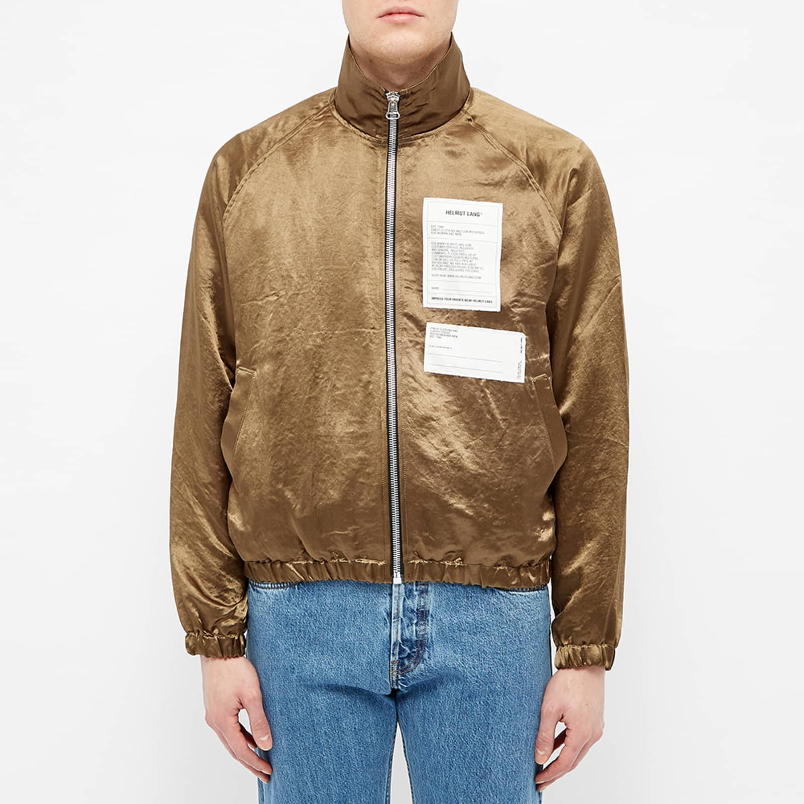 Helmut Lang Patch Logo Zip Track Jacket - Bronze