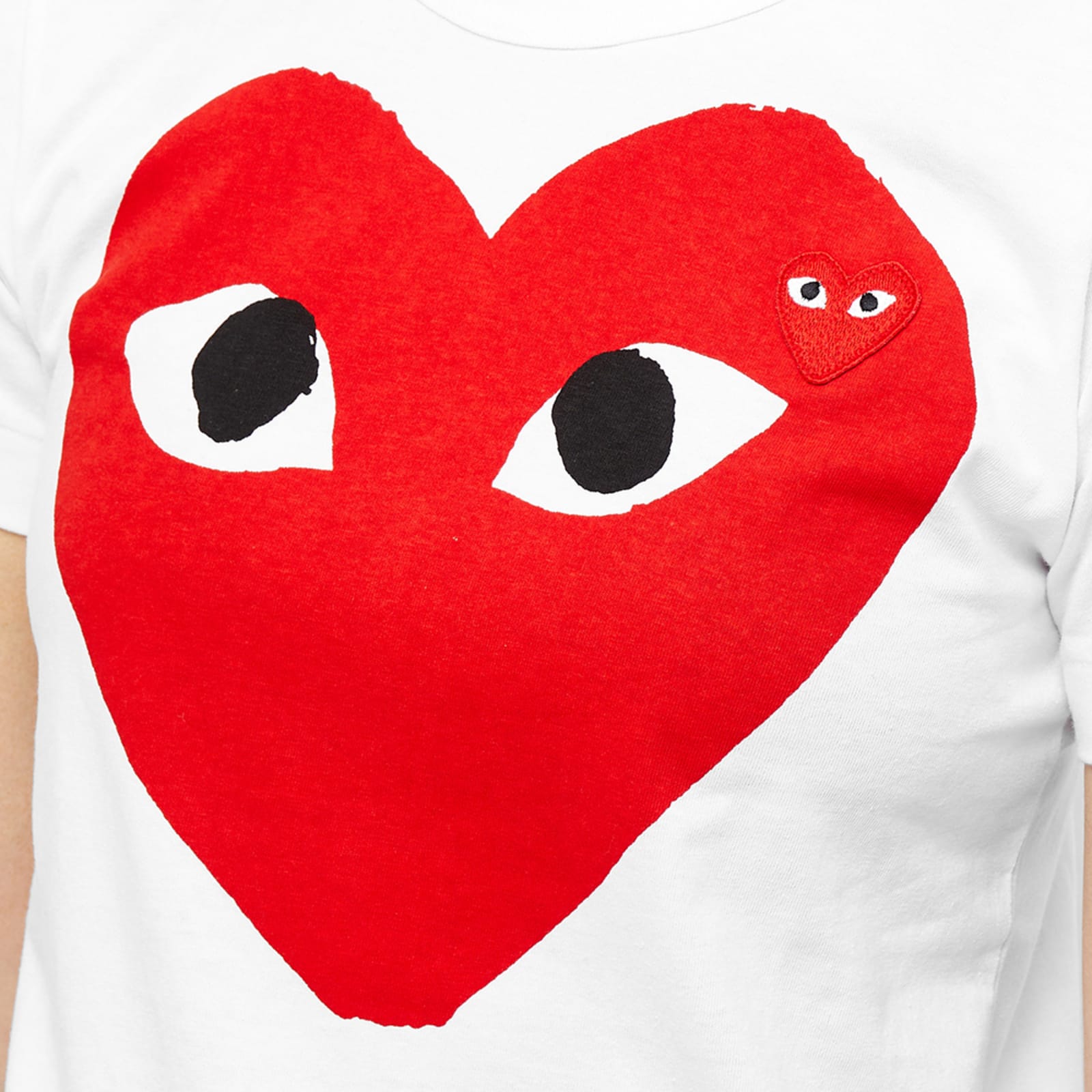 Comme des Garcons Play Women's Double Heart Logo Tee - White & Red