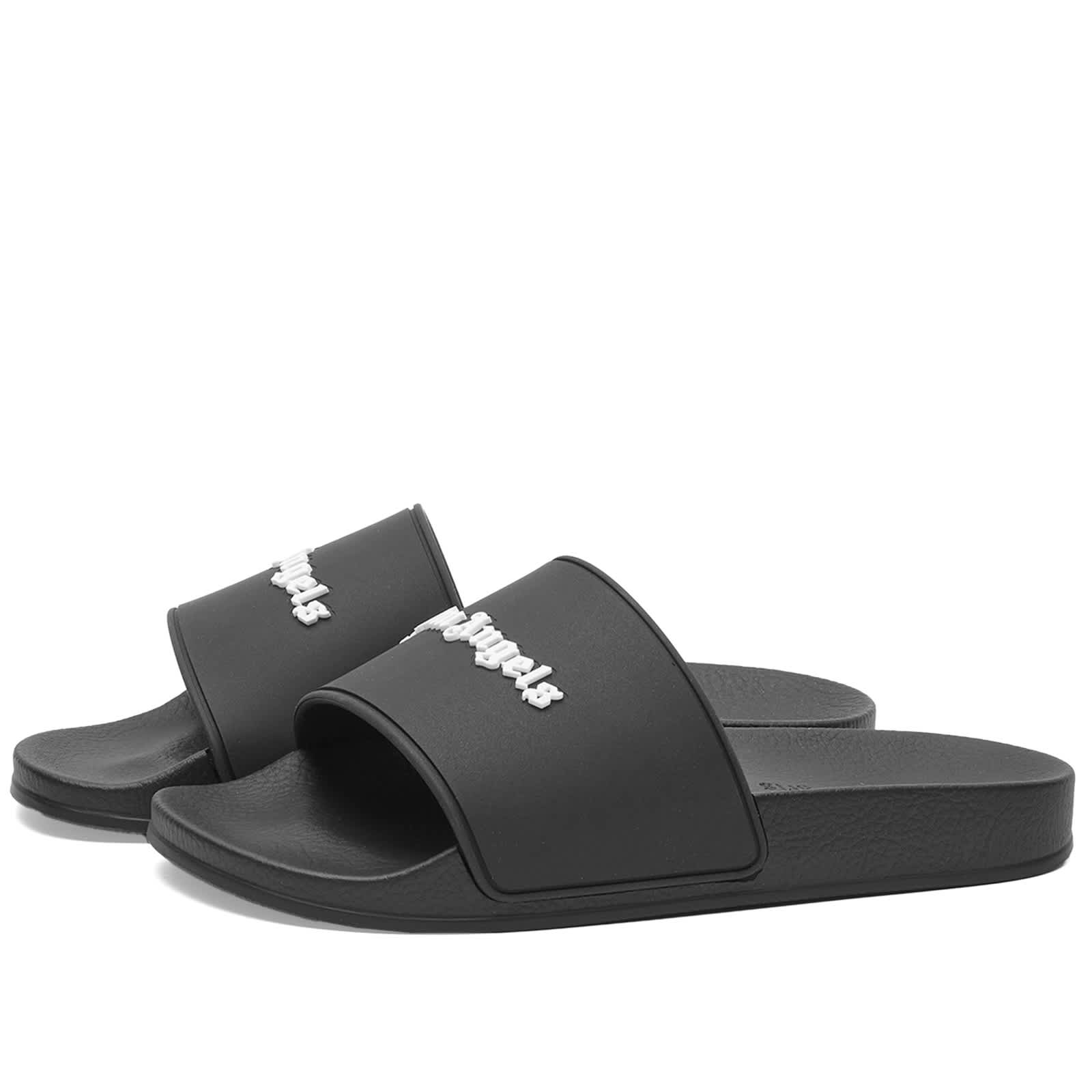 Palm Angels Essential Logo Pool Sliders - Black