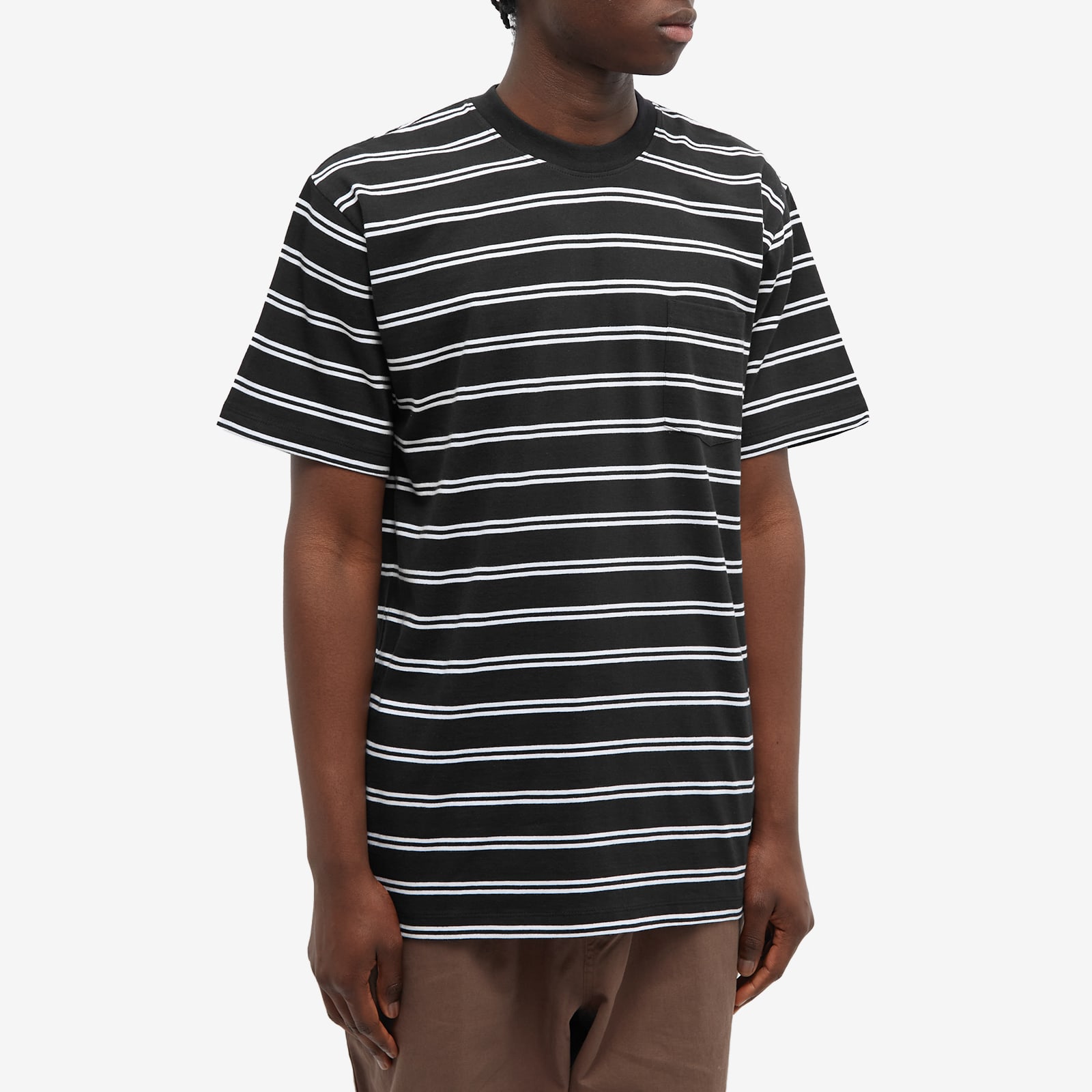 Tired Skateboards Stamp Stripe Pocket TShirt Black END.