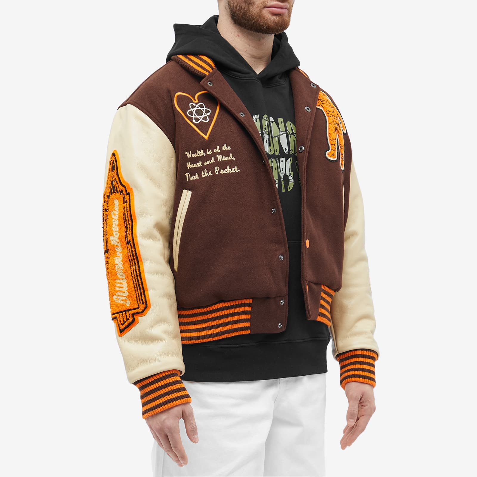 Billionaire Boys Club Leather Sleeve Galaxy Varsity Jacket Brown END.
