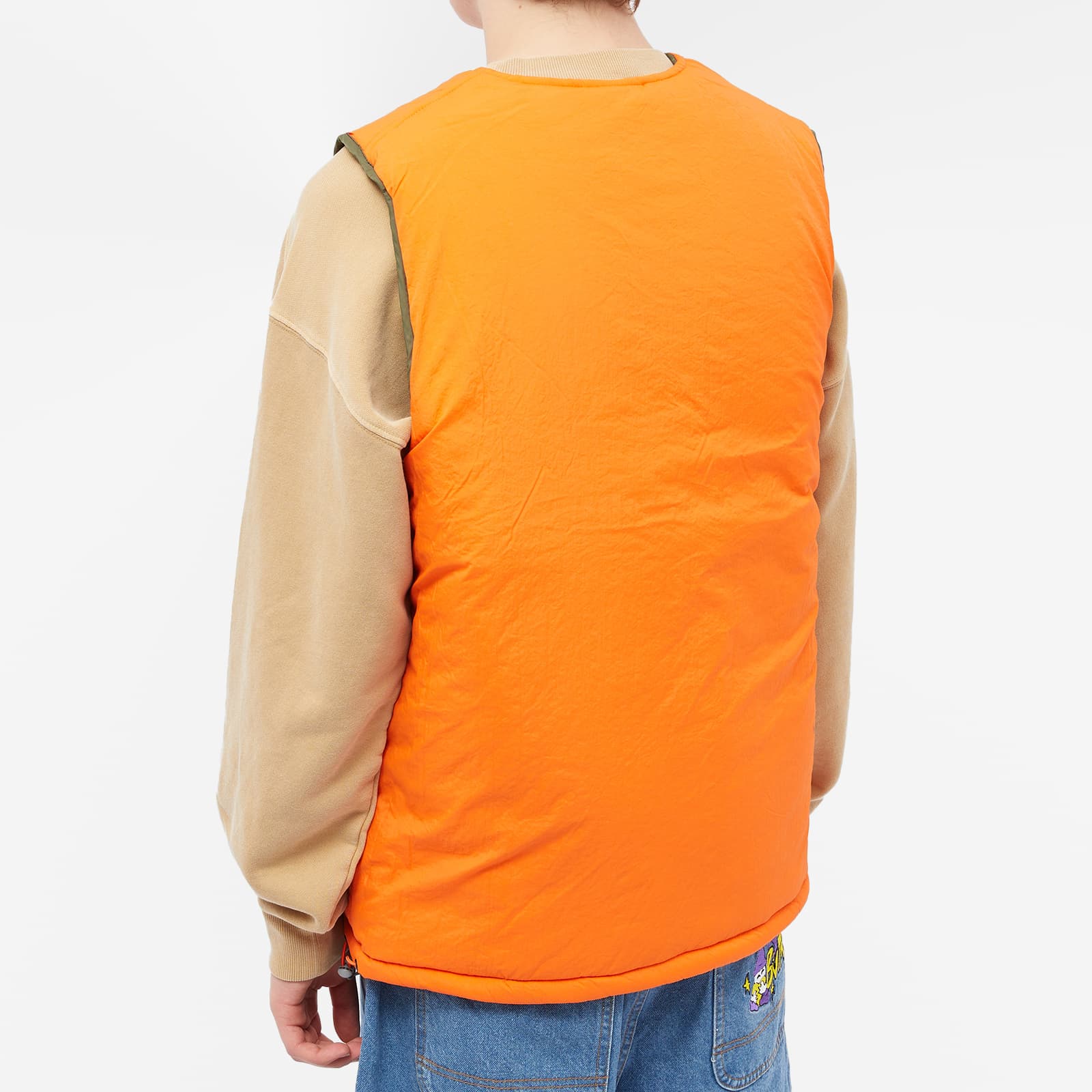 Butter Goods Chain Link Reversible Puffer Vest Army & Orange END.
