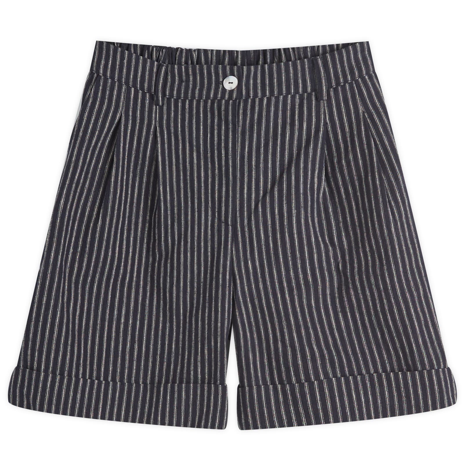 DONNI. Linen Stripe Pleated Short - Stone Stripe