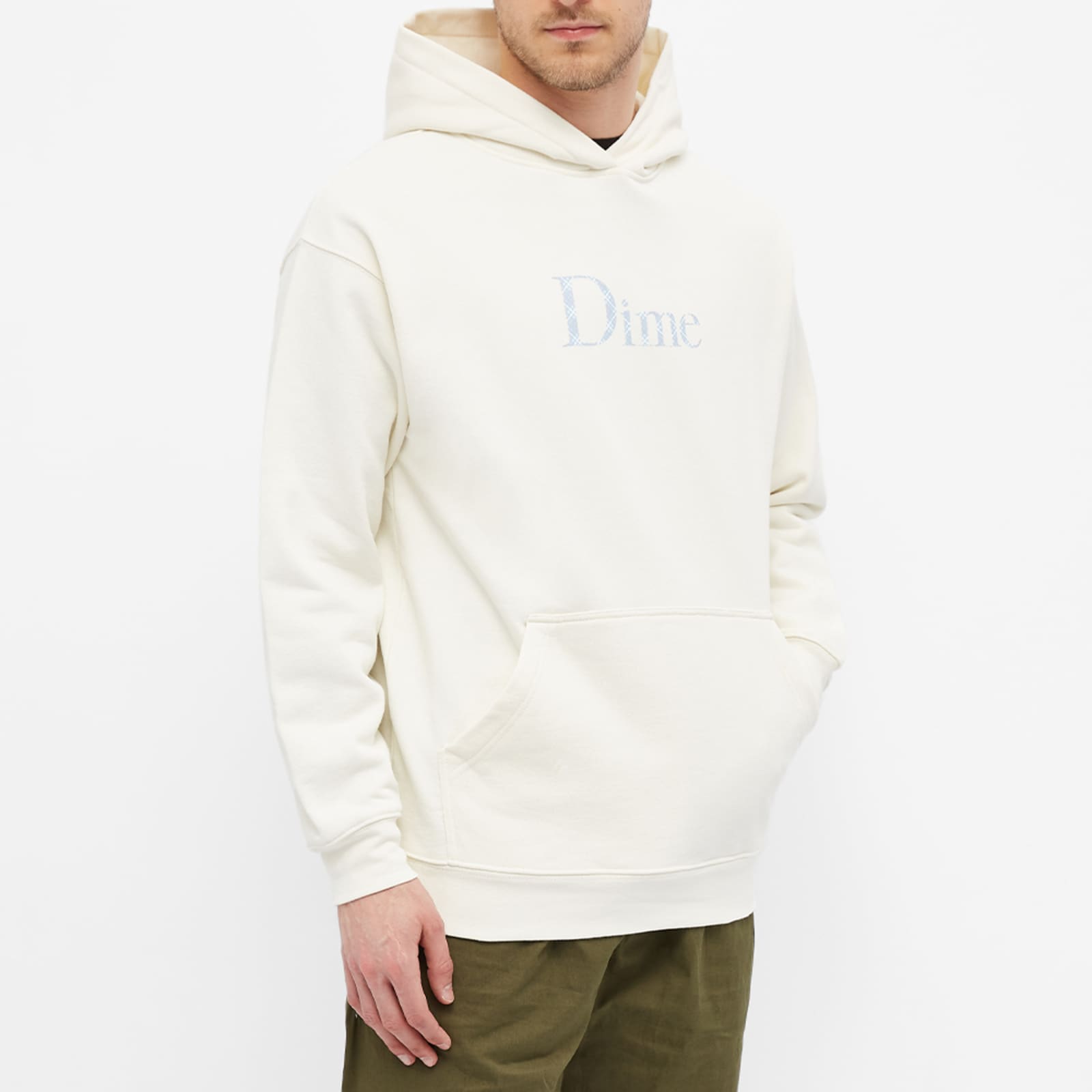 Dime Classic Plaid Logo Hoodie - Cream