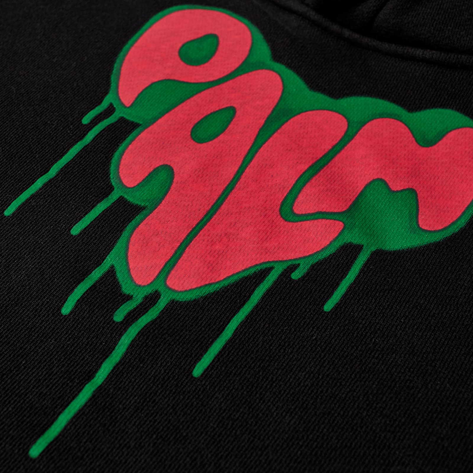 Palm Angels Spray Heart Logo Popover Hoodie Black & Fuchsia END.
