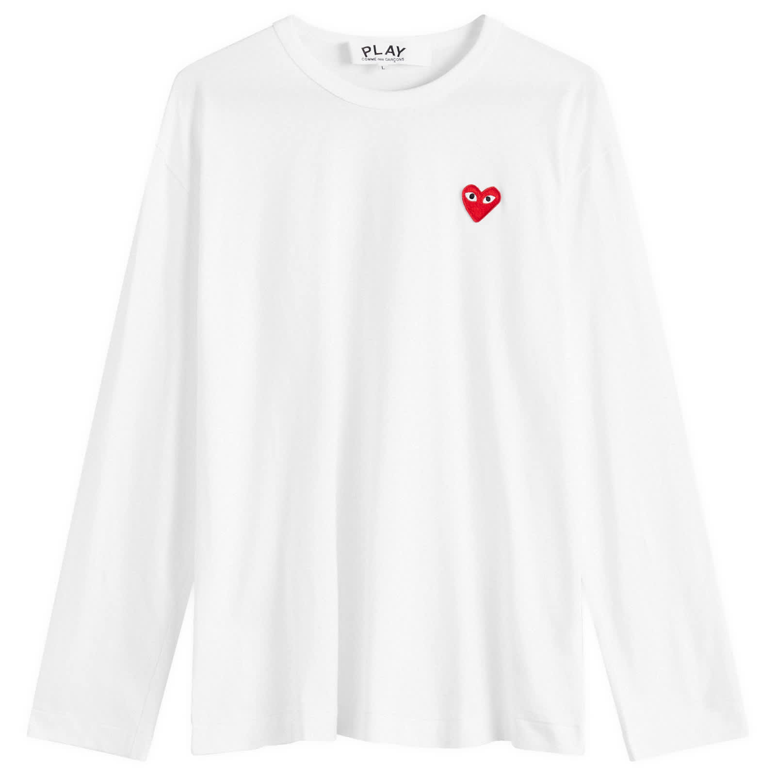 Comme des Garçons Play Long Sleeve Basic Logo T-Shirt - White & Red