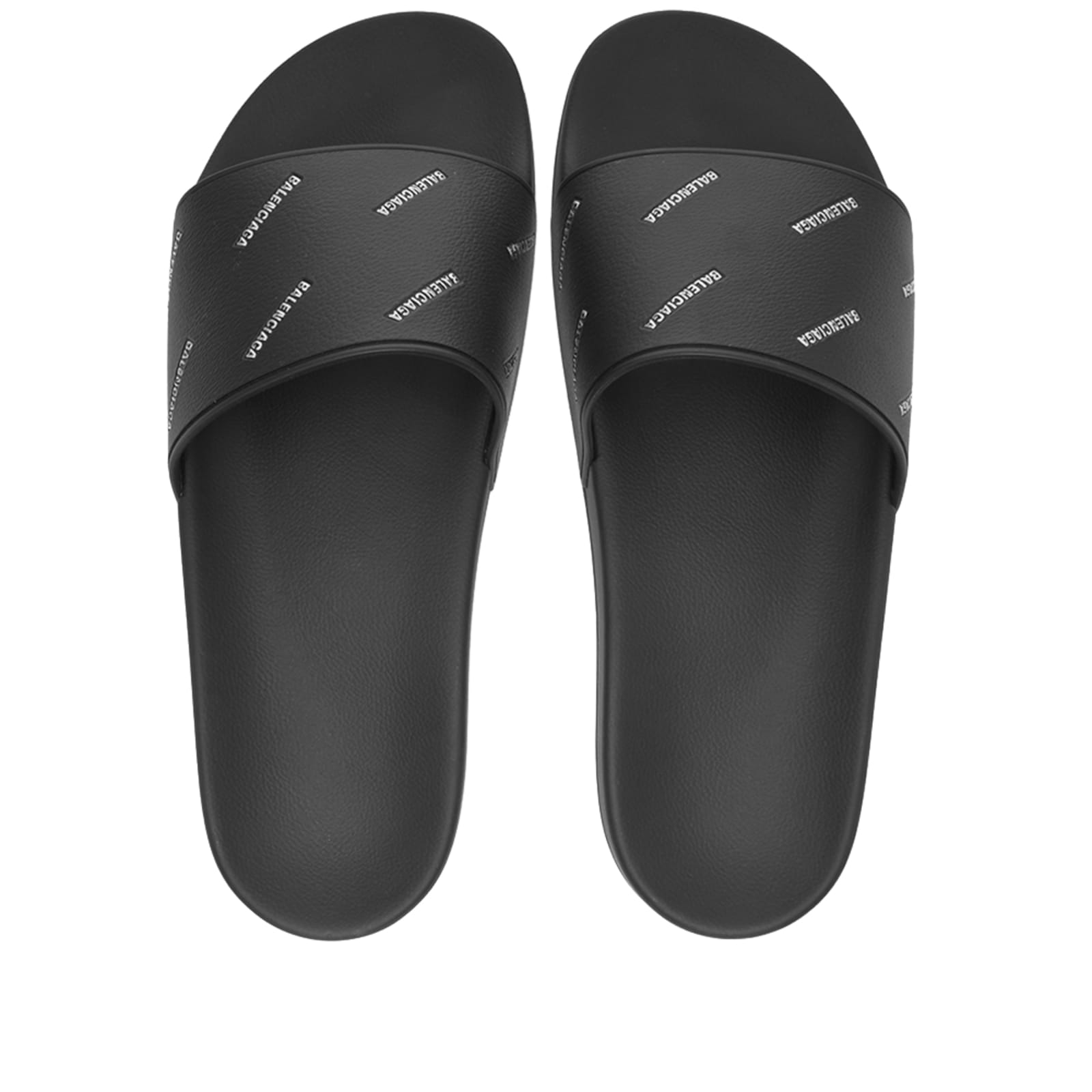 Balenciaga Repeat Logo Pool Slide Black & Silver END.