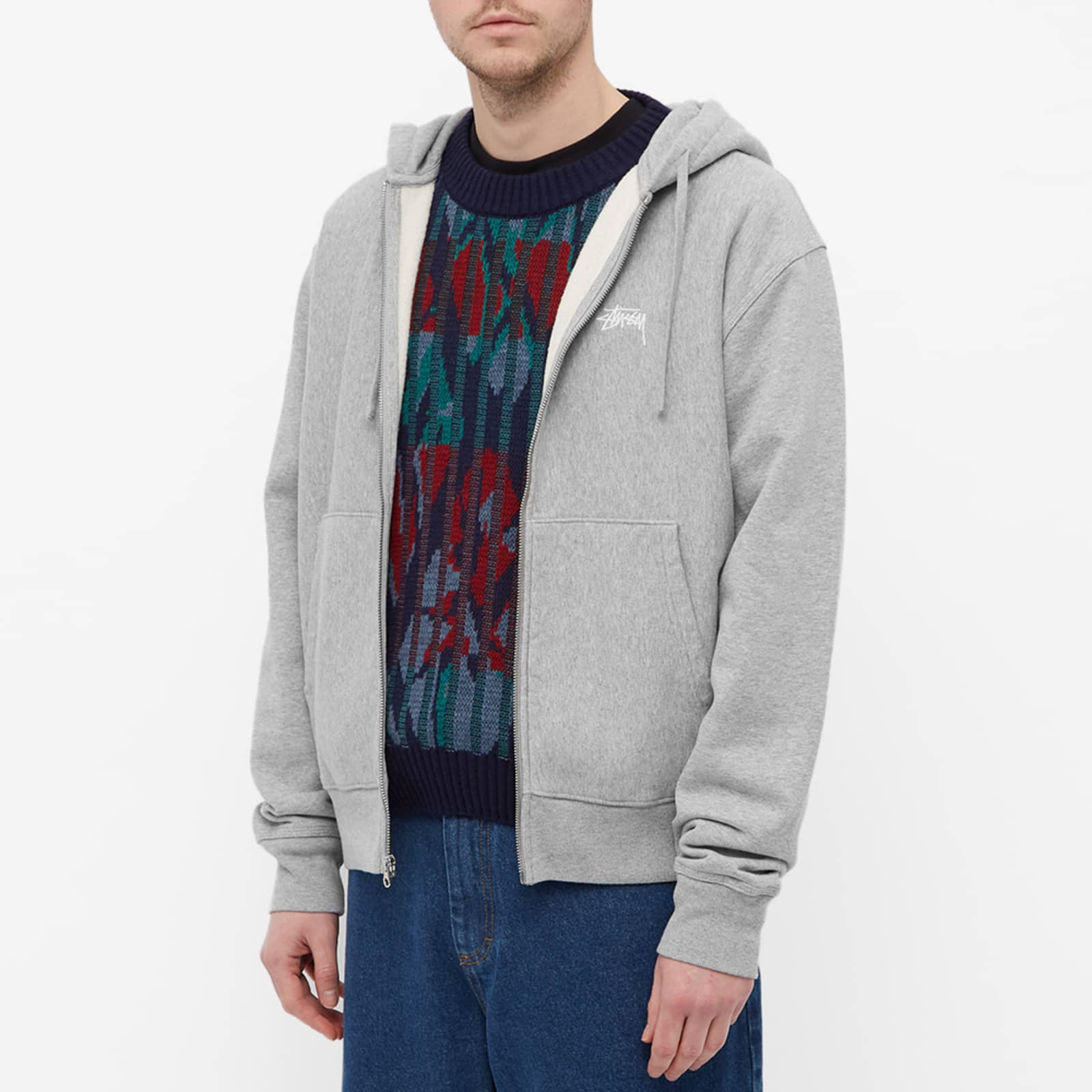 Stussy Stock Logo Zip Hoodie Grey Heather END. (GB)