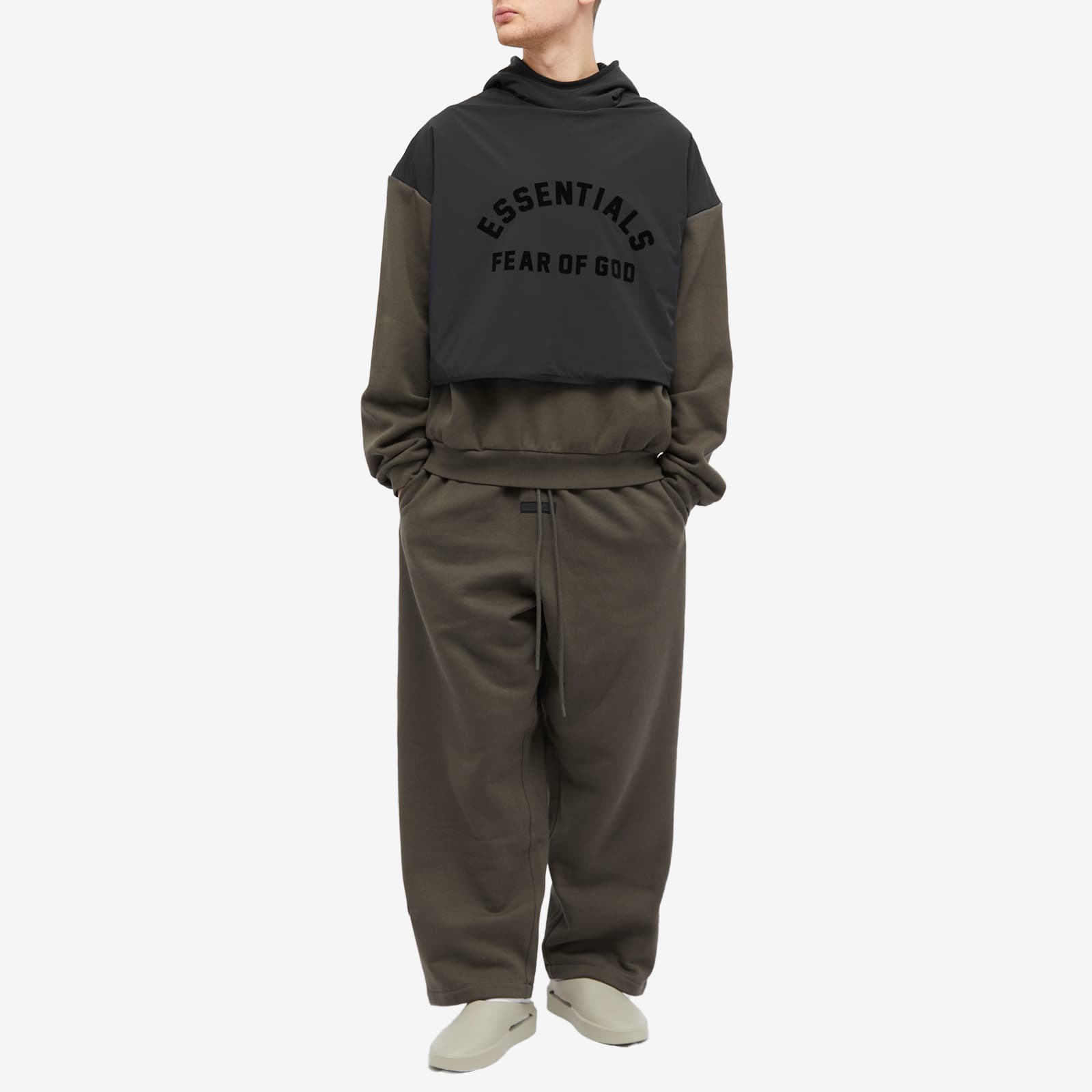 Fear of God ESSENTIALS Spring Fleece Hoodie Ink & Jet Black | END. (US)