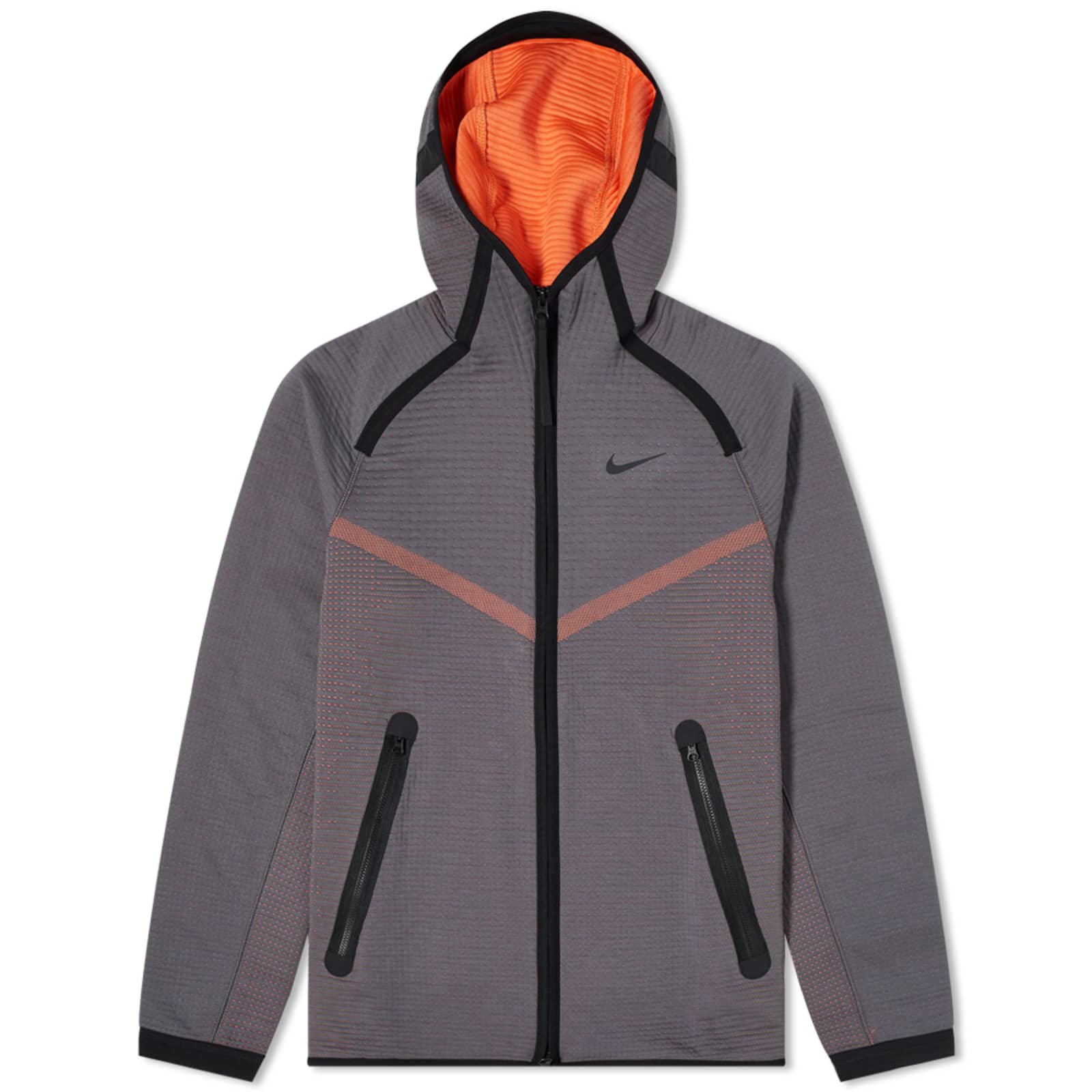 Nike Tech Pack Engineered Full Zip Hoodie - Dark Grey & Turf Orange