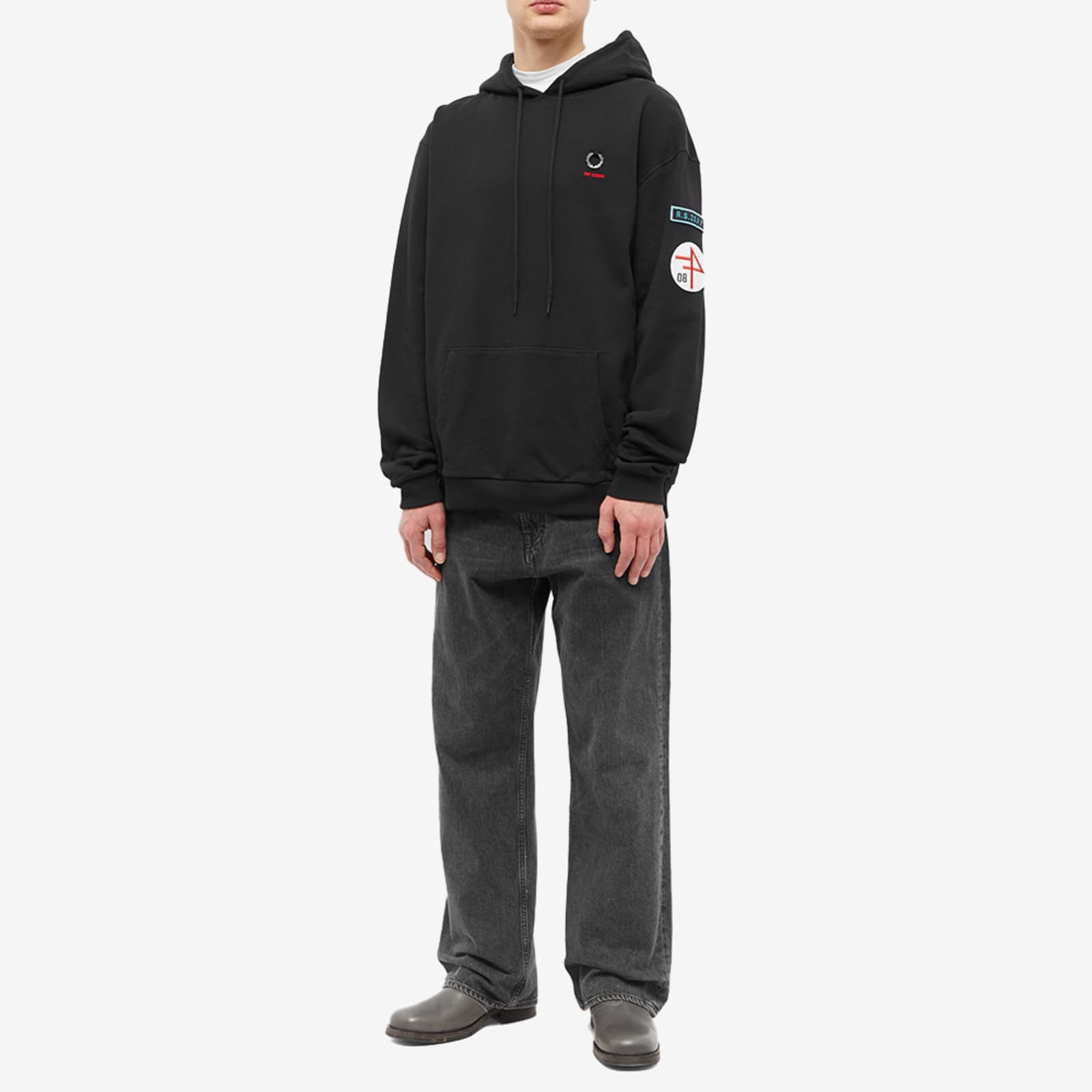 Fred Perry x Raf Simons Patched Overhead Hoodie - Black