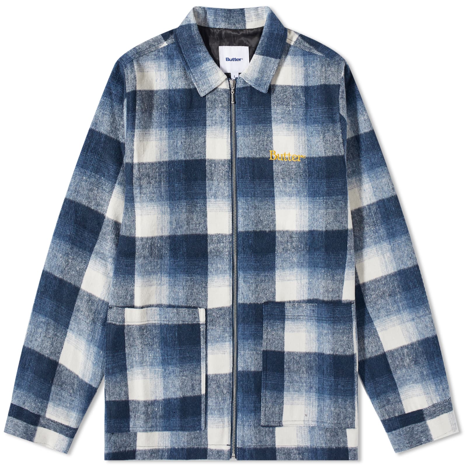 Butter Goods Plaid Zip Through Jacket Navy END.