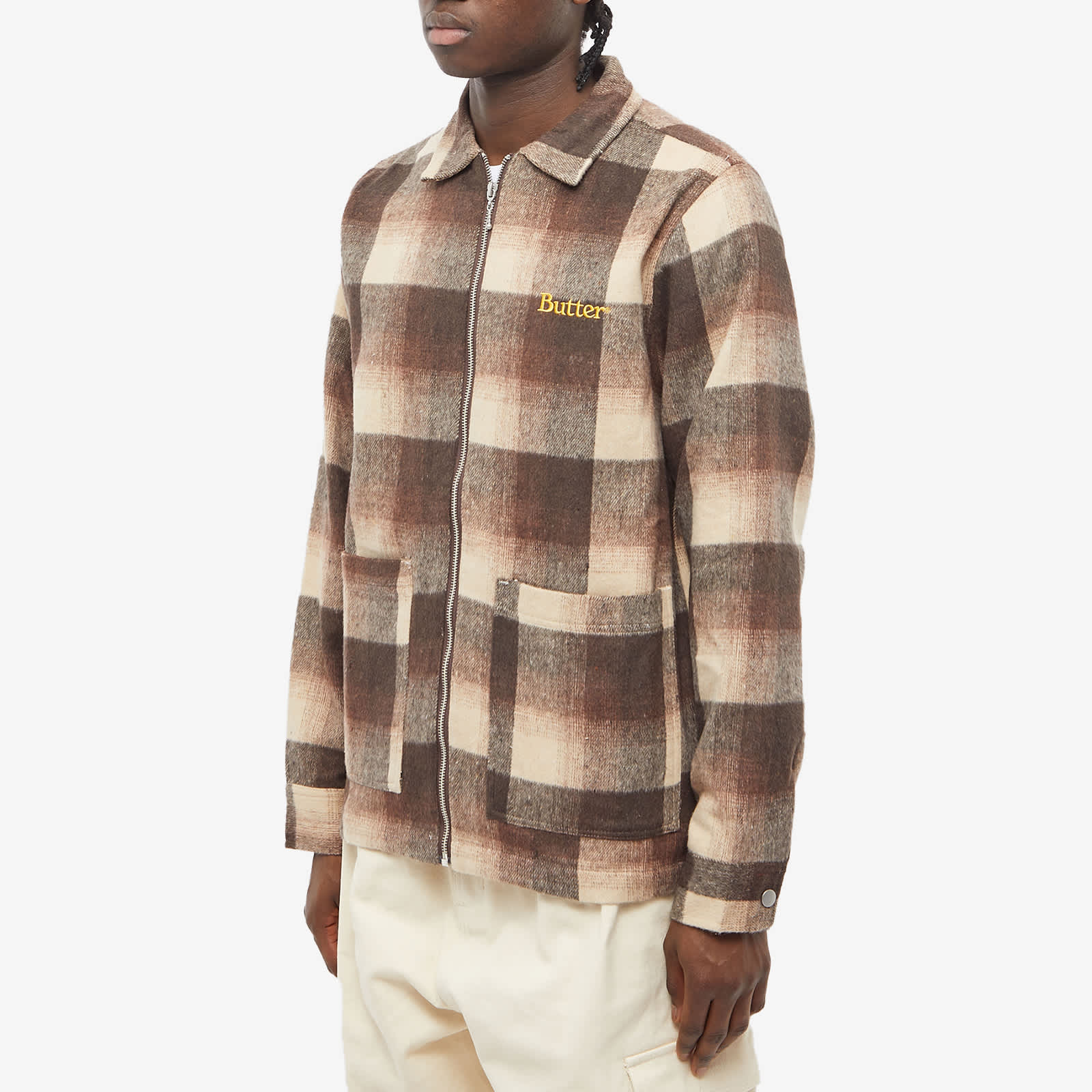 Butter Goods Plaid Zip Through Jacket Brown END.