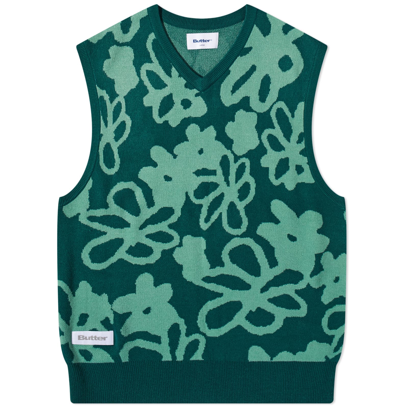 Butter Goods Flowers Knit Vest Forest END. (UK)