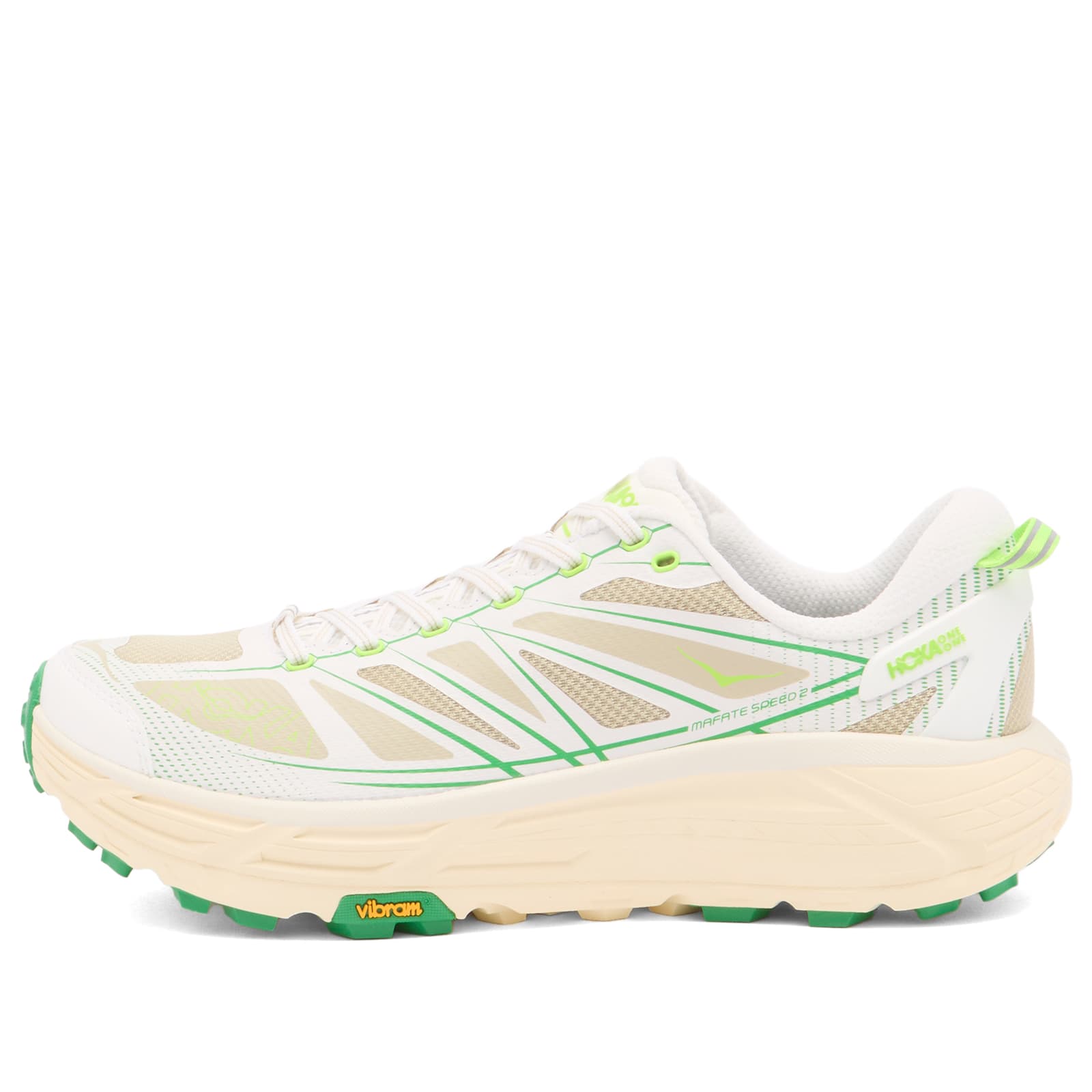 HOKA ONE ONE U Mafate Speed 2 Sneaker - White & Fresh Cut Grass