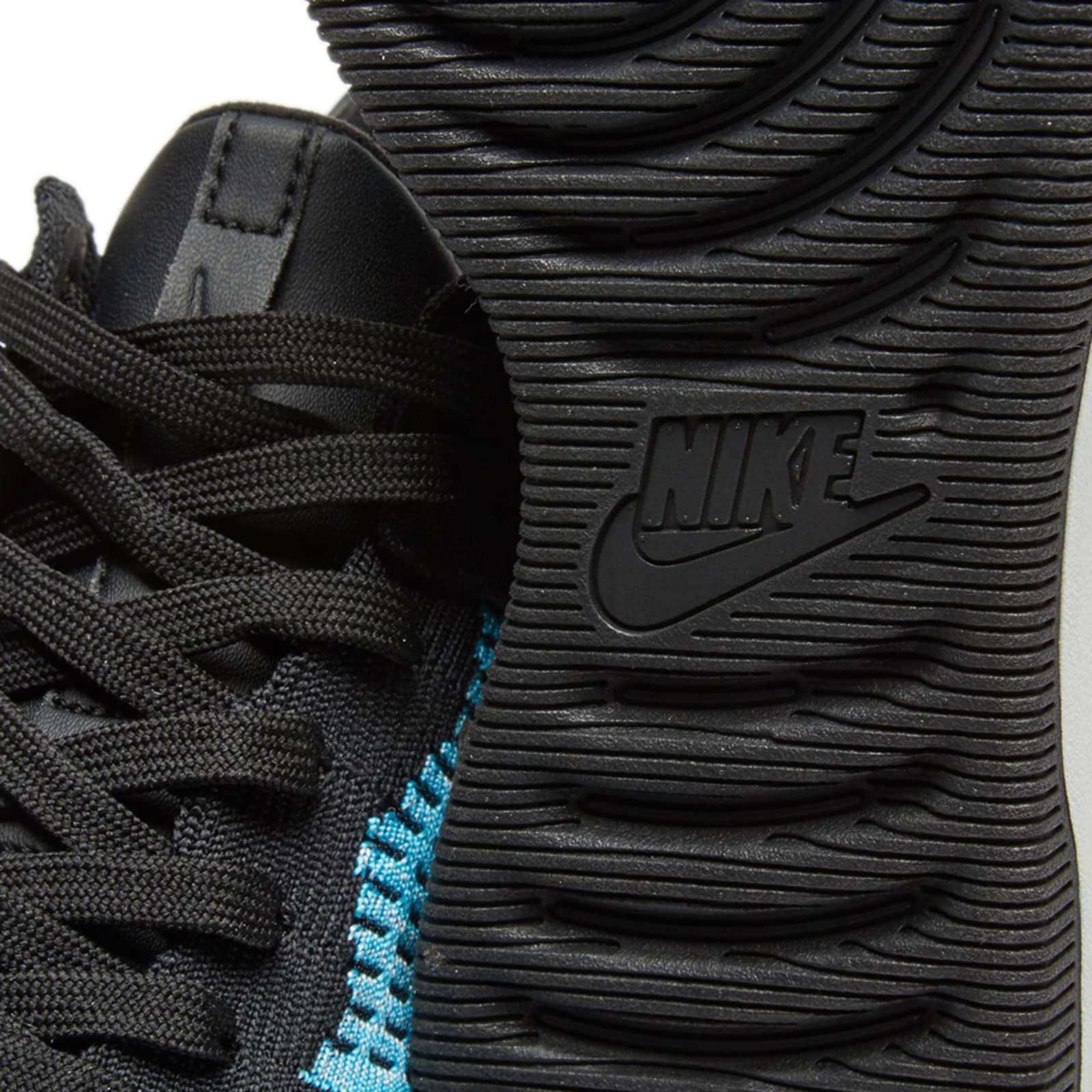 Nike Dunk Flyknit Black, Chlorine Blue & White END.