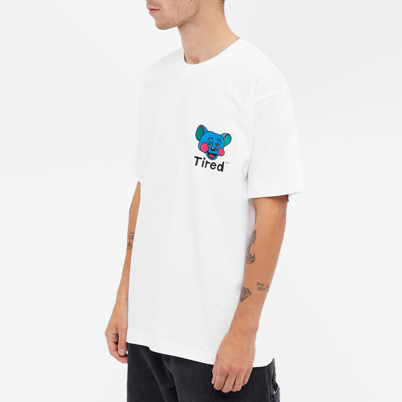 Tired Skateboards Tipsy Mouse Embroidered TShirt White END.