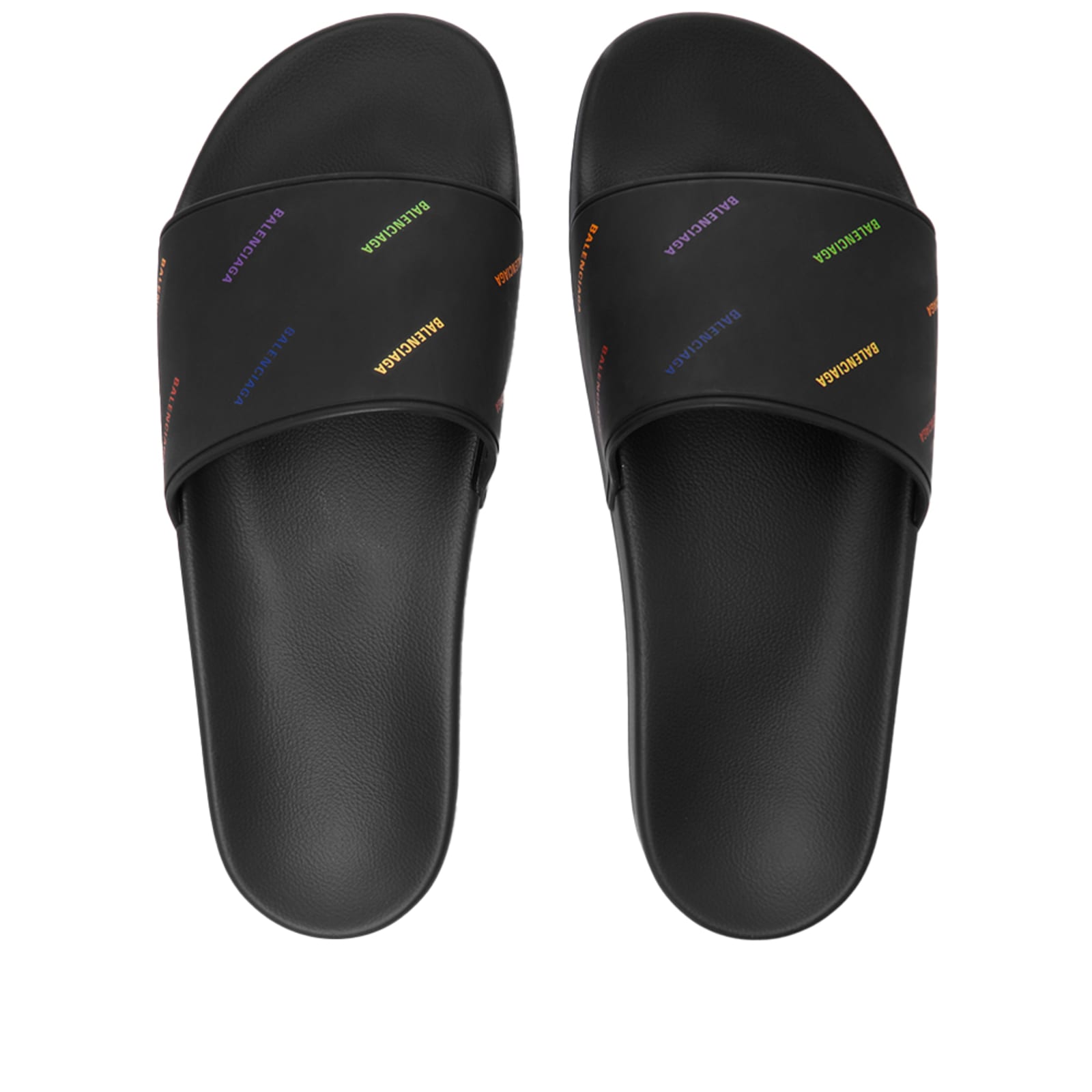 Balenciaga Pride Pool Slide Black, White & Multi END.