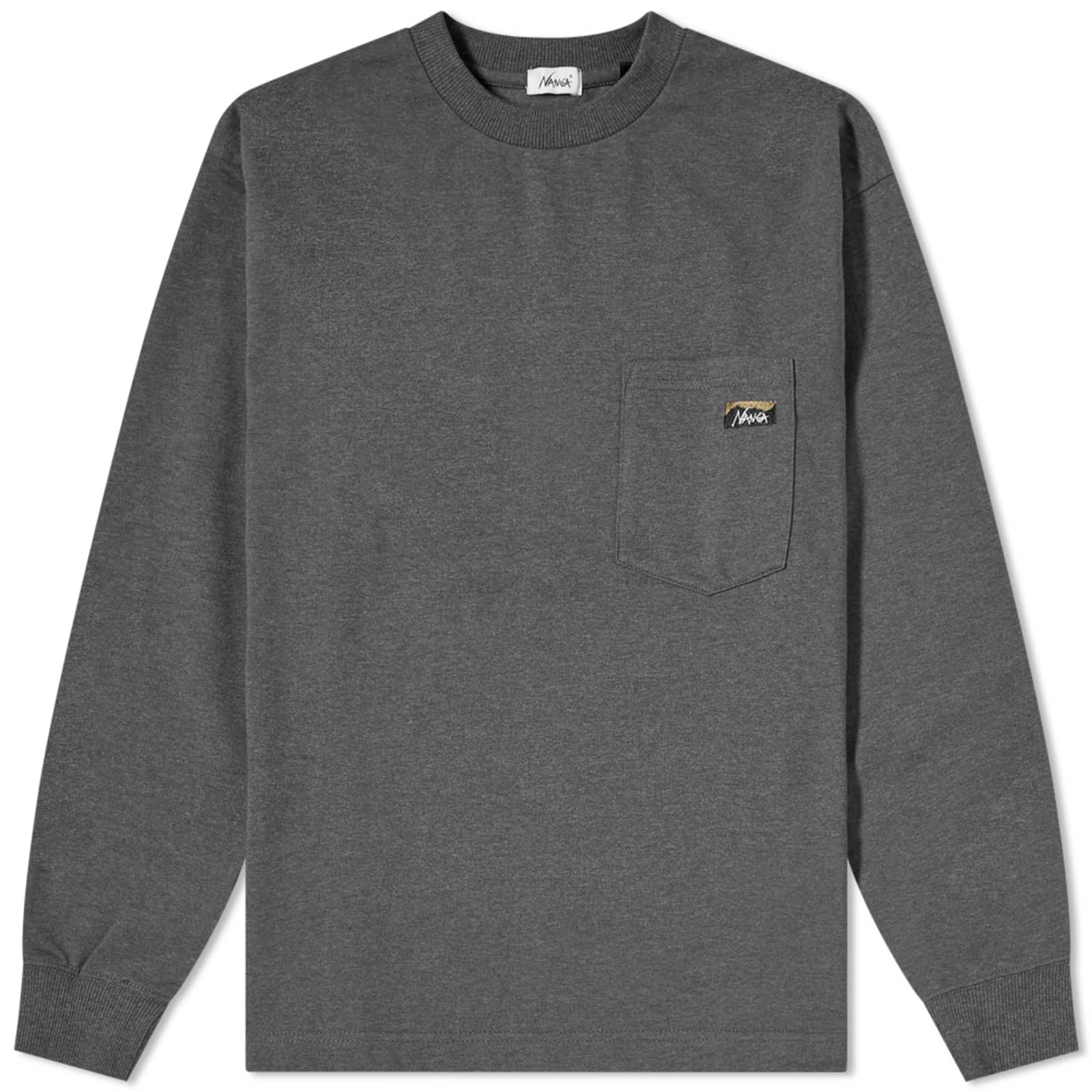 NANGA Long Sleeve Live The Life T-Shirt - Medium Grey