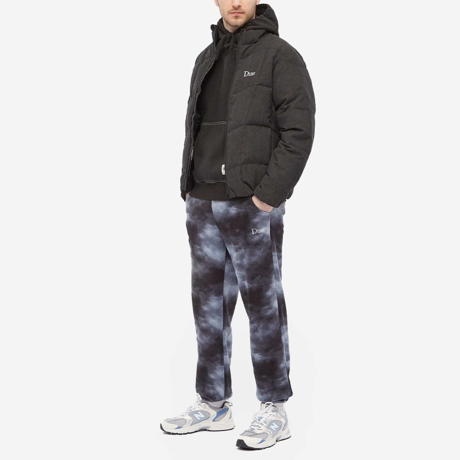 Dime Corduroy Wave Puffer Jacket - Black