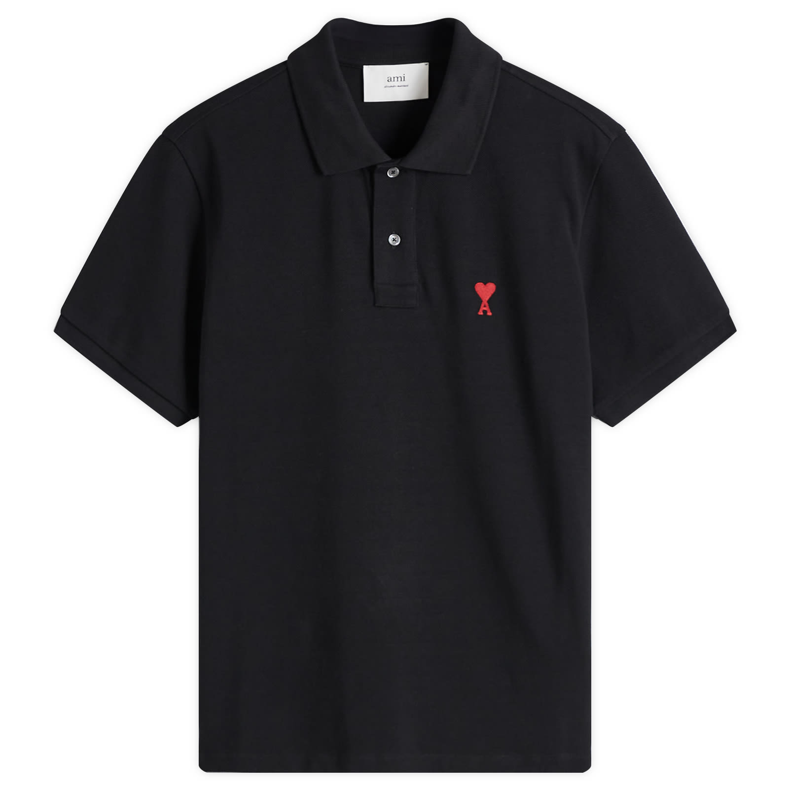 AMI Paris Small A Heart Polo - Black