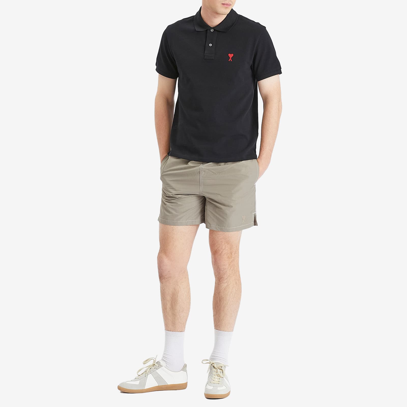 AMI Paris Small A Heart Polo - Black