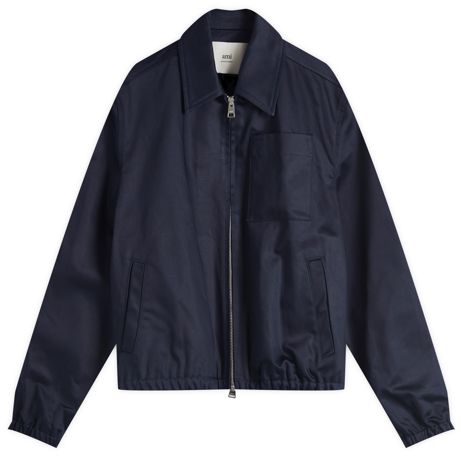 AMI Paris ADC Zipped Cotton Jacket - Navy Blue