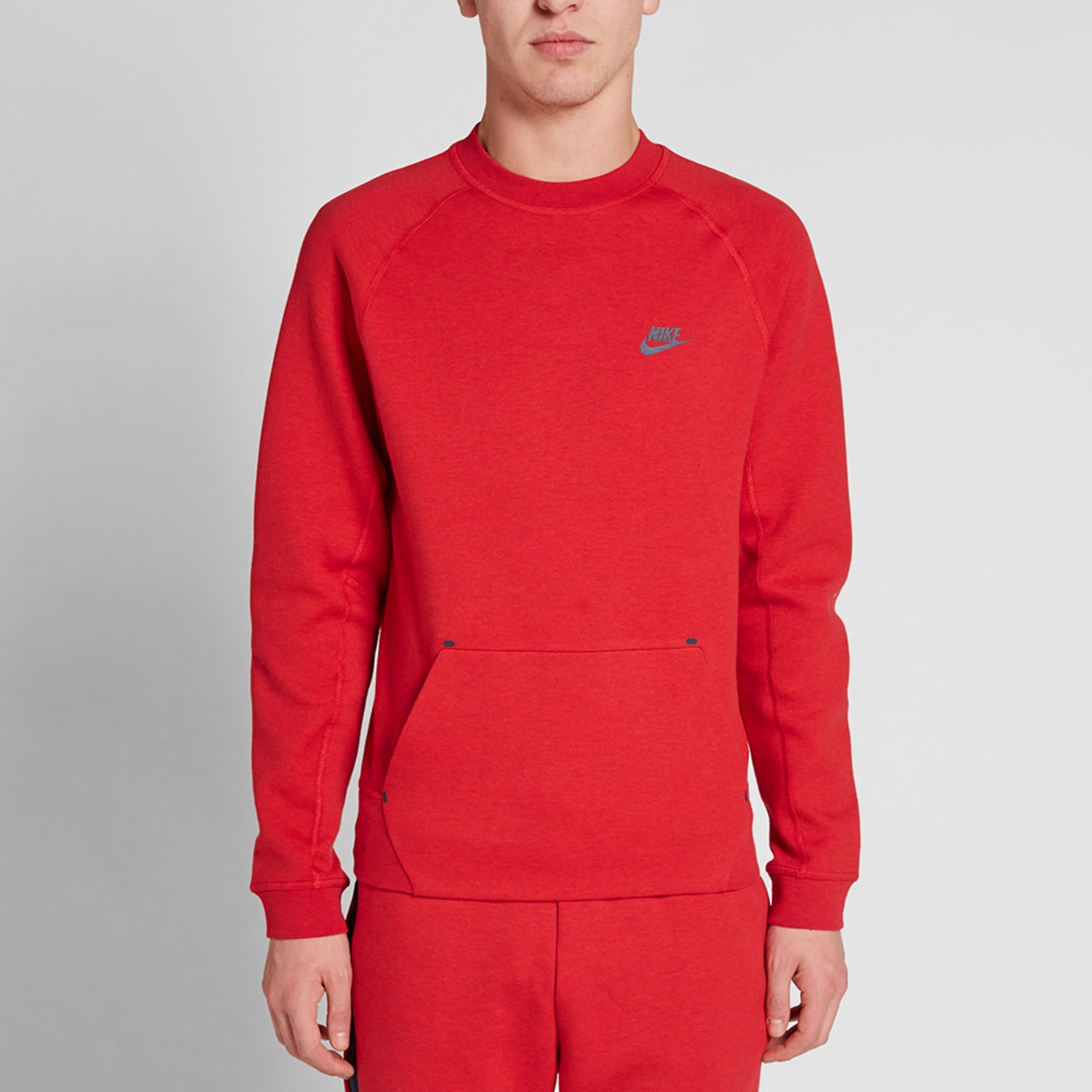 Nike Tech Fleece Crew - Light University Red Heather