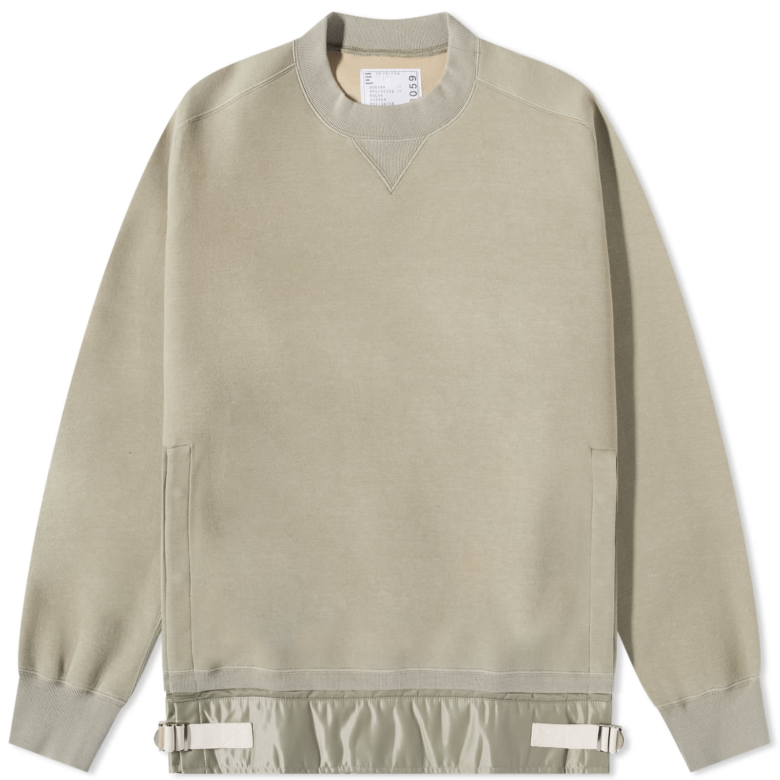 Sacai Nylon Twill & Sponge Sweat Crew Sweat Khaki & Beige END. (UK)