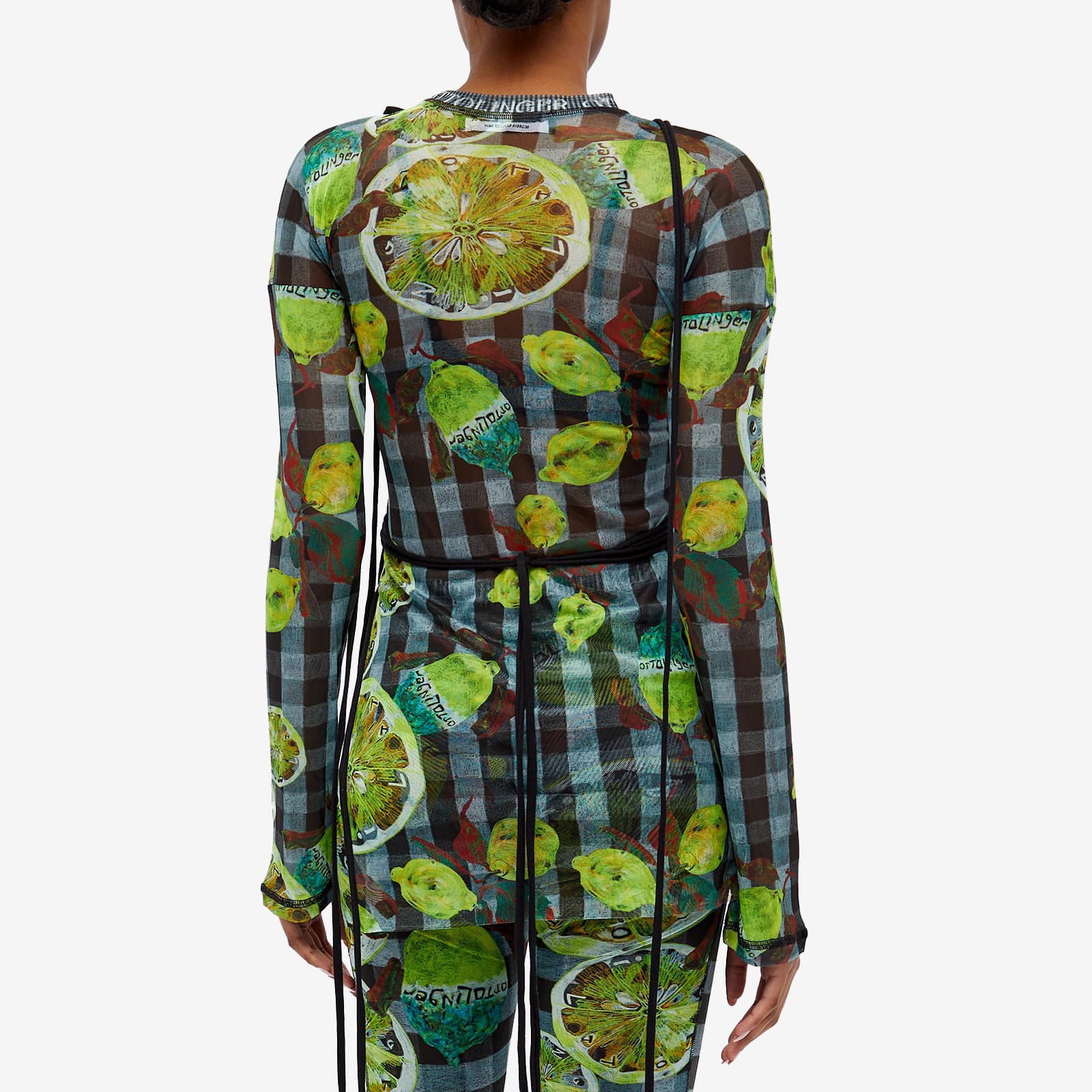 Ottolinger Long Sleeve Mesh Wrap Top Lemon Print | END. (GB)
