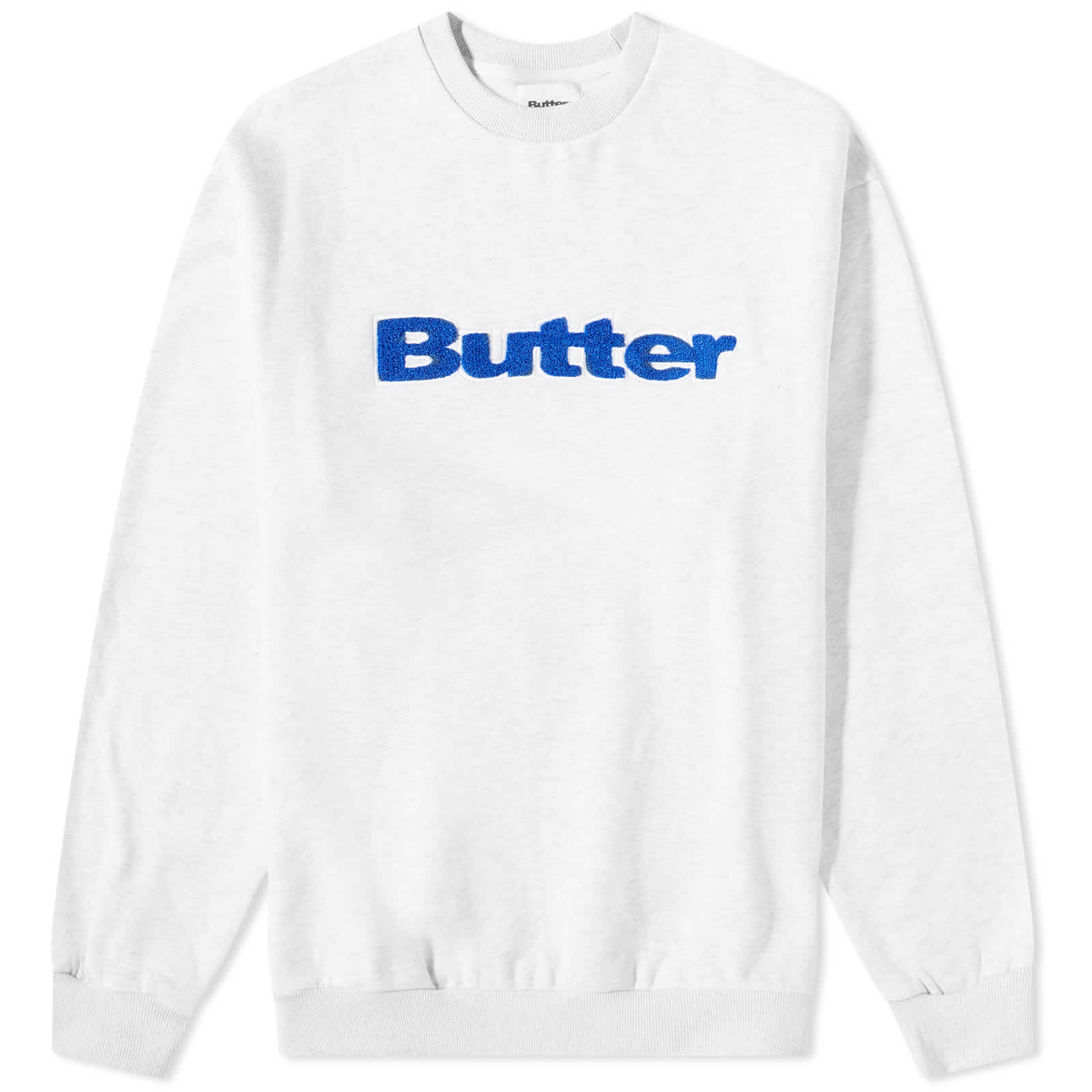 Butter Goods Chenille Logo Crew Sweat Ash Grey END.