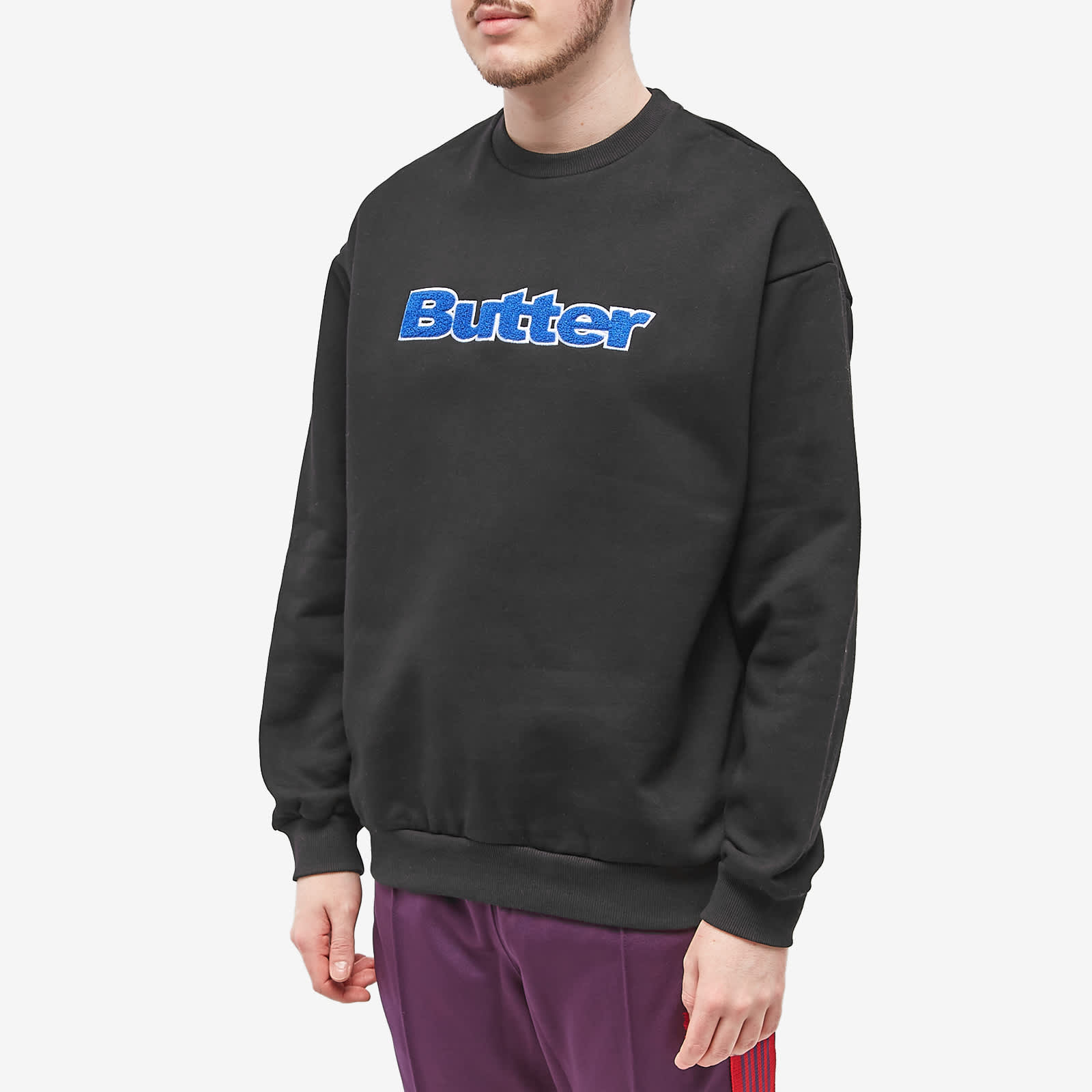 Butter Goods Chenille Logo Crew Sweat Black END. (GB)