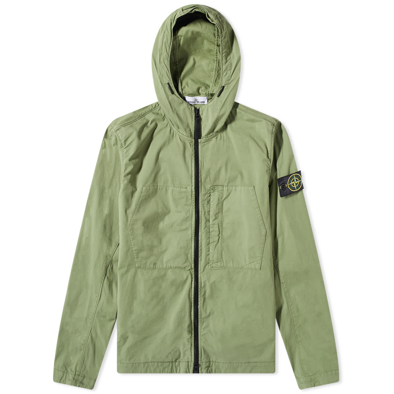 Stone Island Supima Cotton Twill Stretch Hooded Jacket - Sage