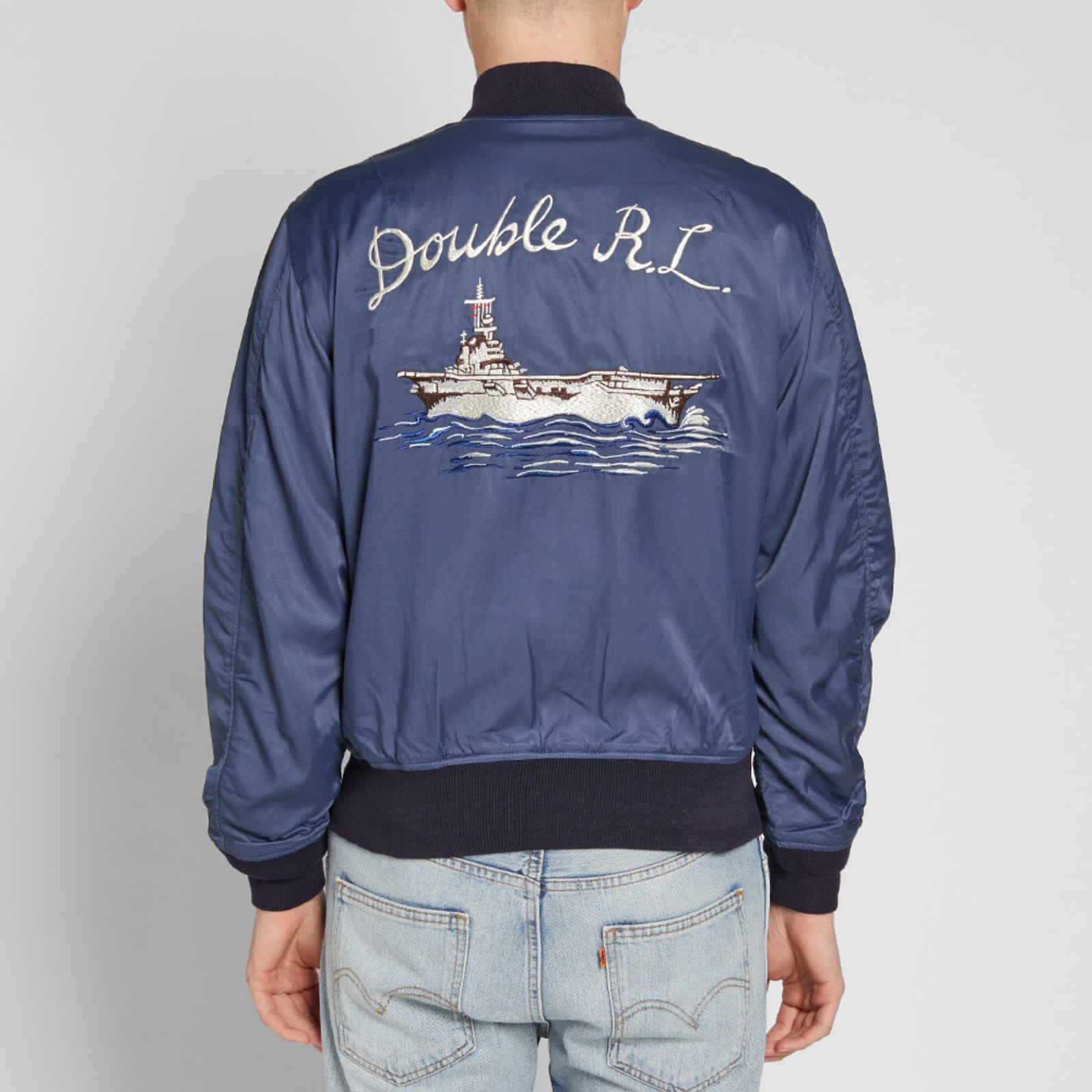 RRL Reversible Souvenir Jacket Tiger Stripe & Camo Blue END.