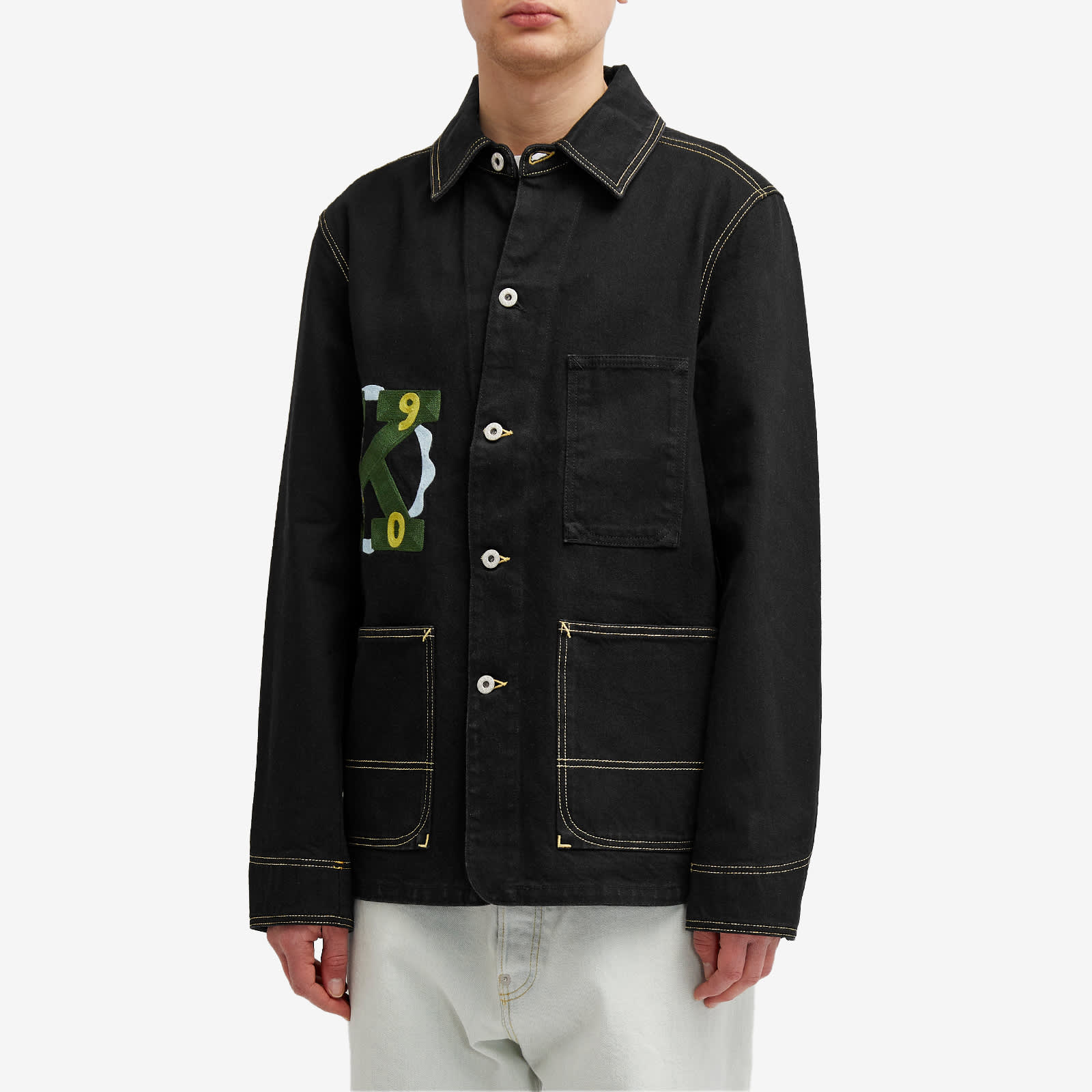 Kenzo Varsity Denim Workwear Jacket - Rinse Black Denim