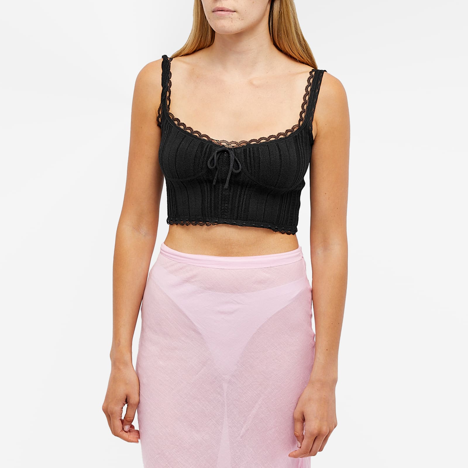 Danielle Guizio Dainty Lace Knit Top Black END. (Global)