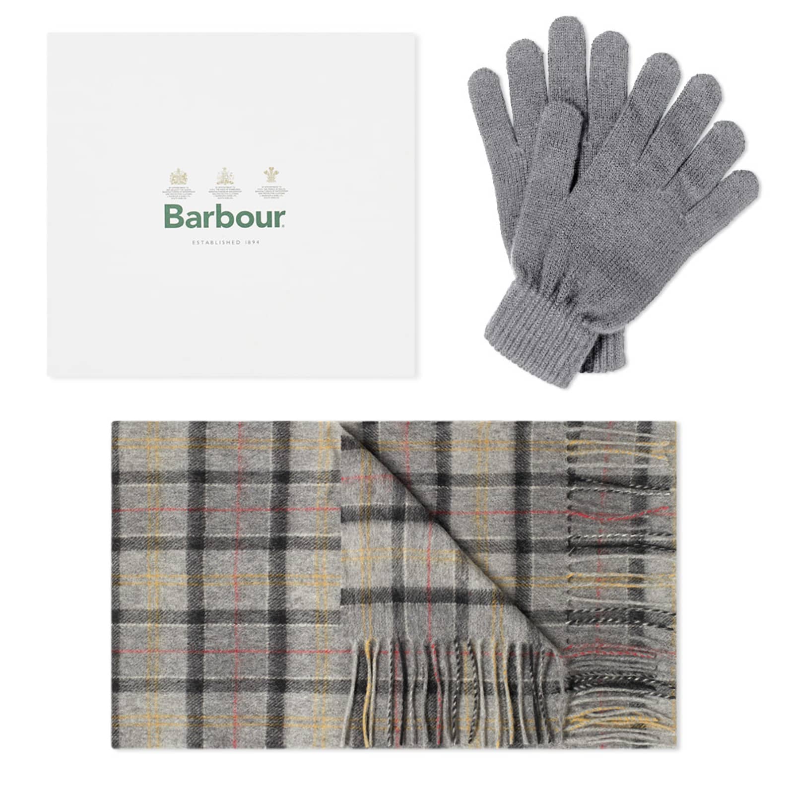Barbour Scarf & Glove Gift Box Modern & Grey END.