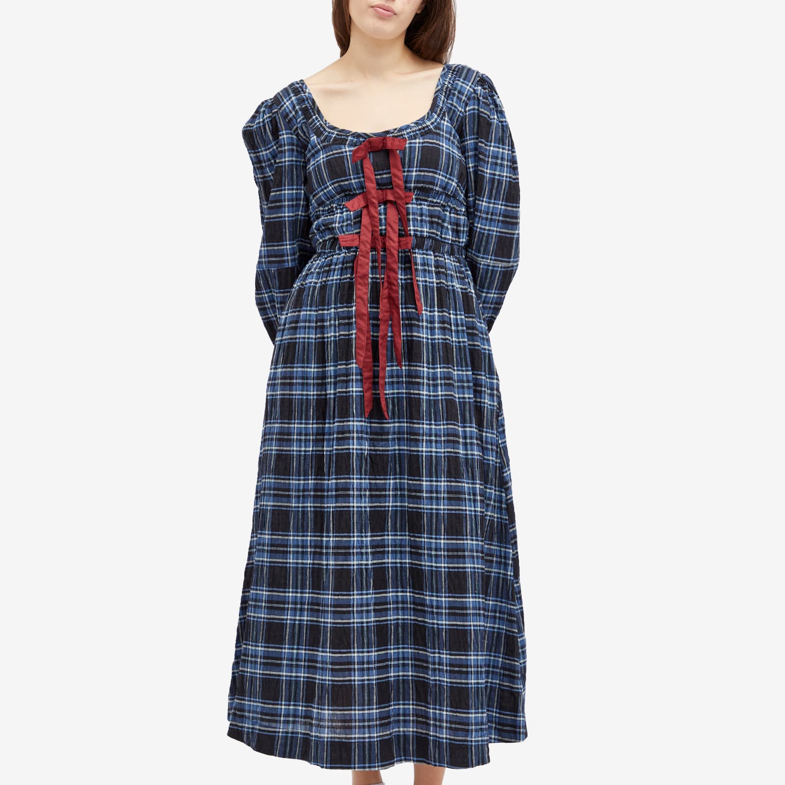 Damson Madder Dakota Midi Dress Blue Check END. (AU)