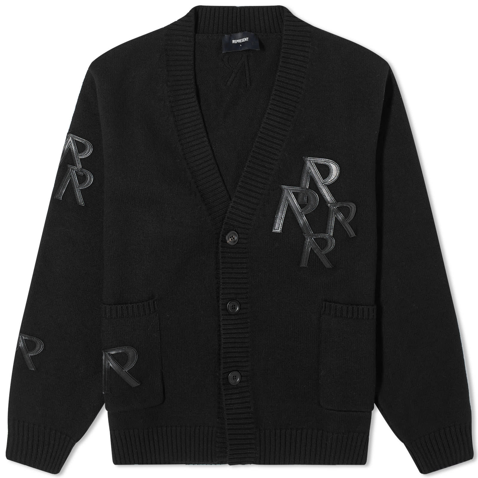 Represent Applique Knit Cardigan - Jet Black