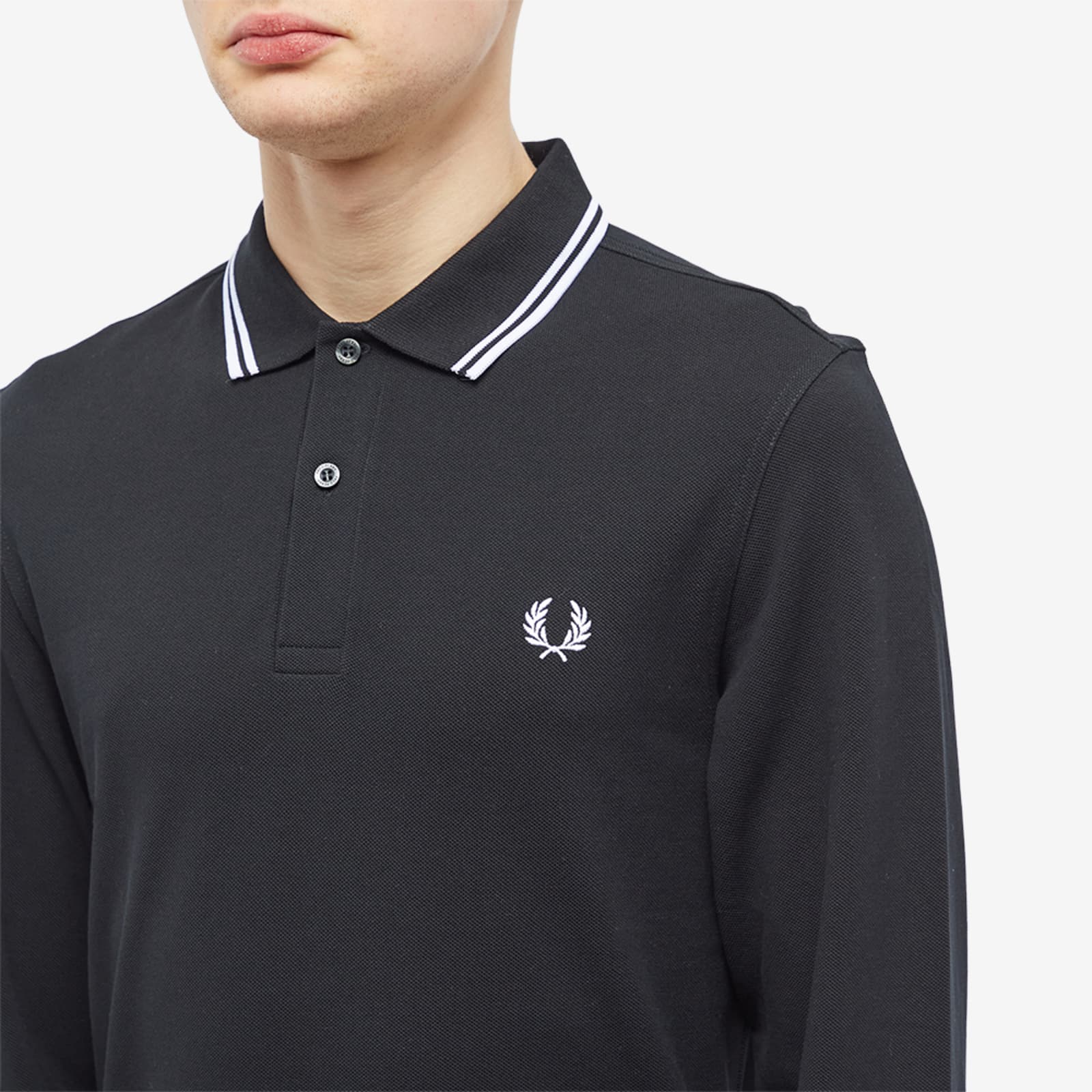 Fred Perry Long Sleeve Twin Tipped Polo - Black