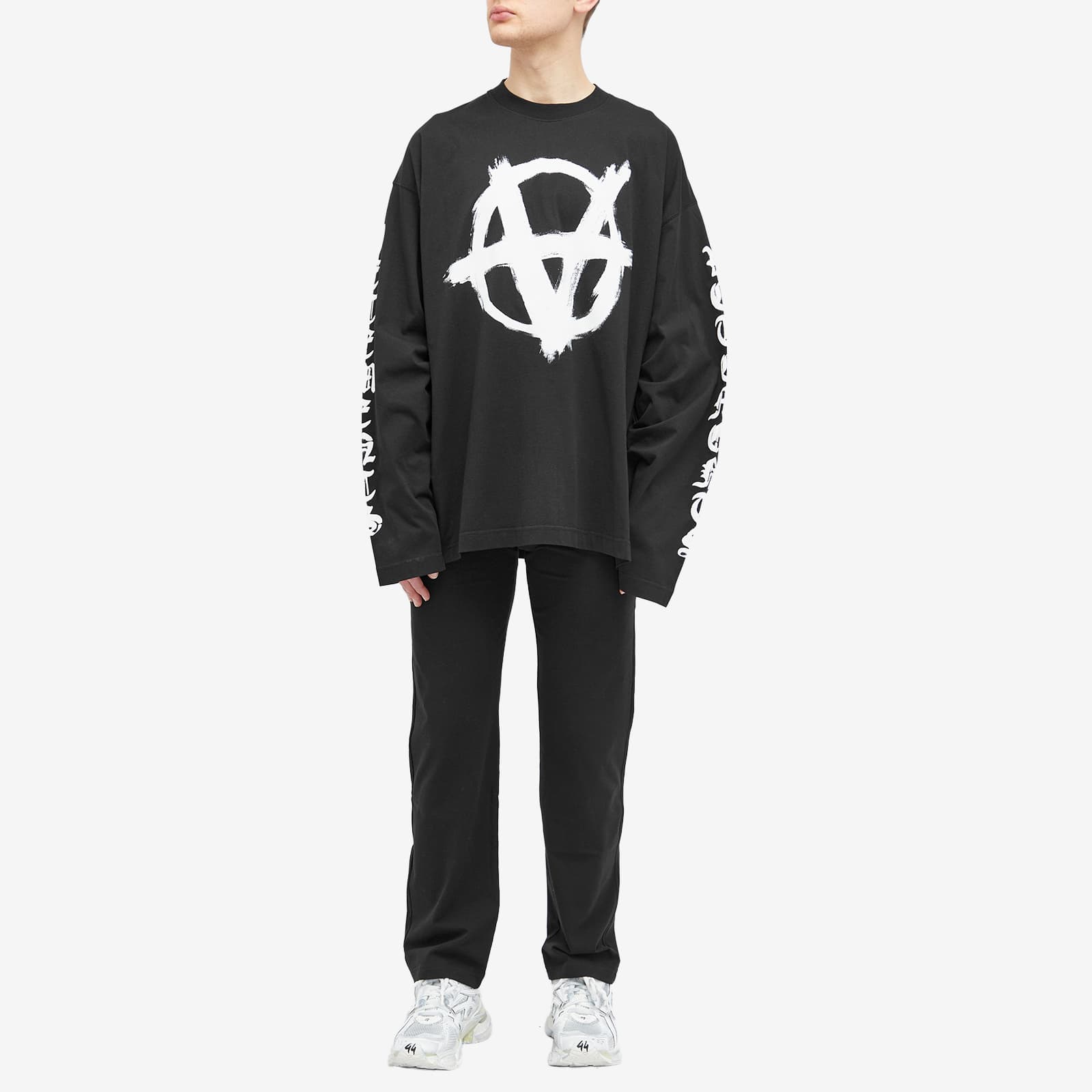 Reality Glitch Men's Anarchy Symbol Long Sleeve T-Shirt - Occult Inspired Graphic Tee - View #2