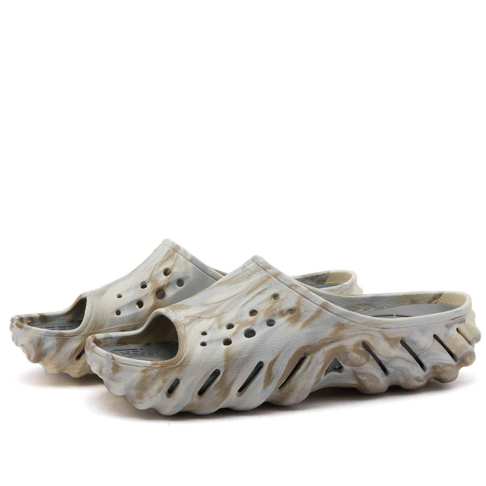 Crocs Echo Marbled Slide - Bone & Multi