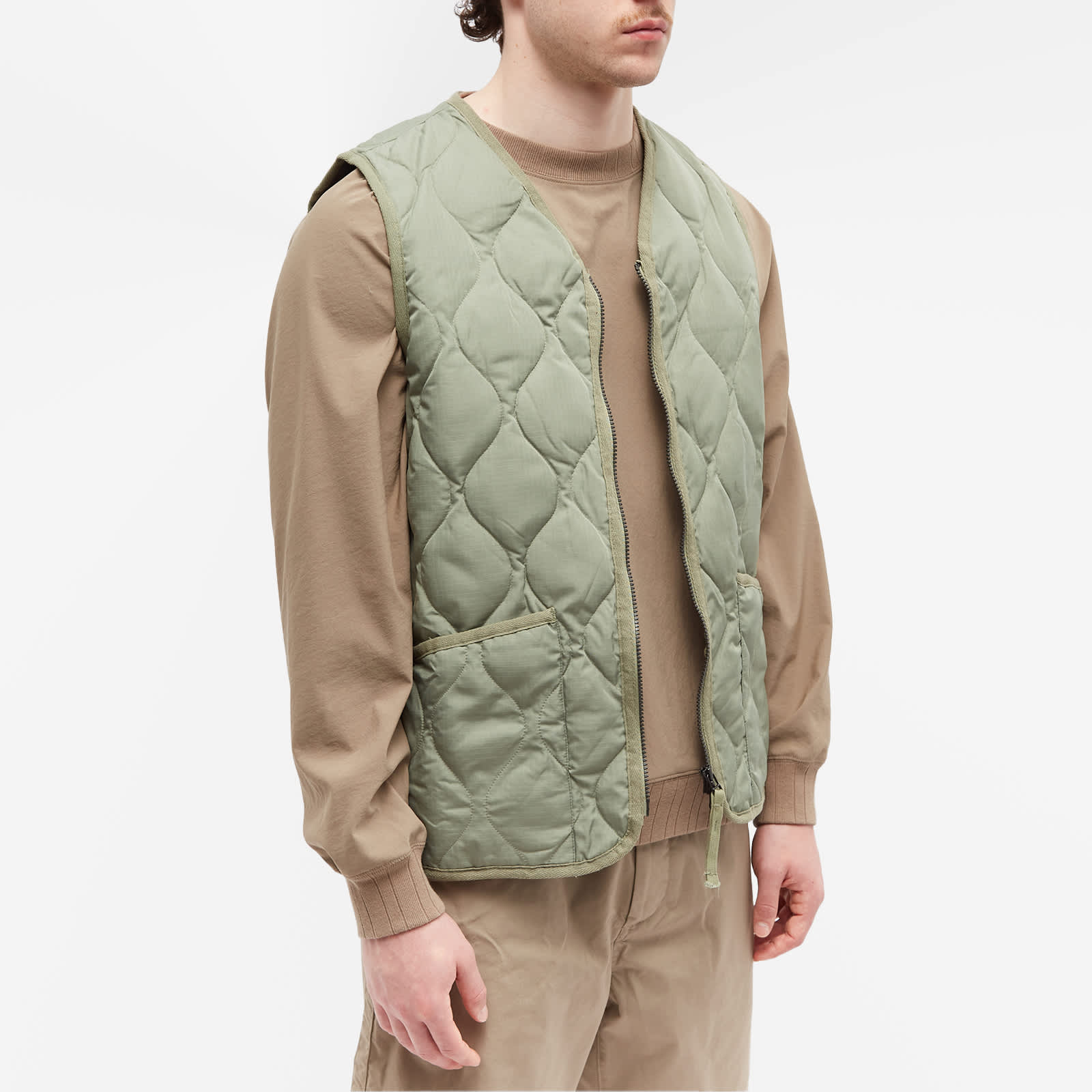 Taion Military Zip Down Vest - Sage Green